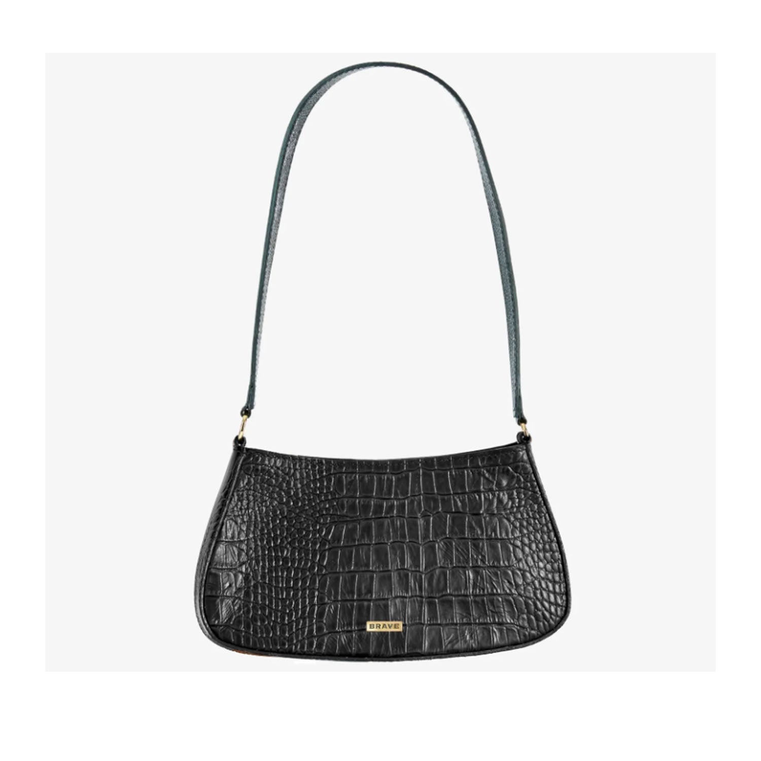 Brave Leather Stefani Handbag in Black Crocodile Embossed - Stylish Women's Crossbody Bag for Work, Travel & Evening Out