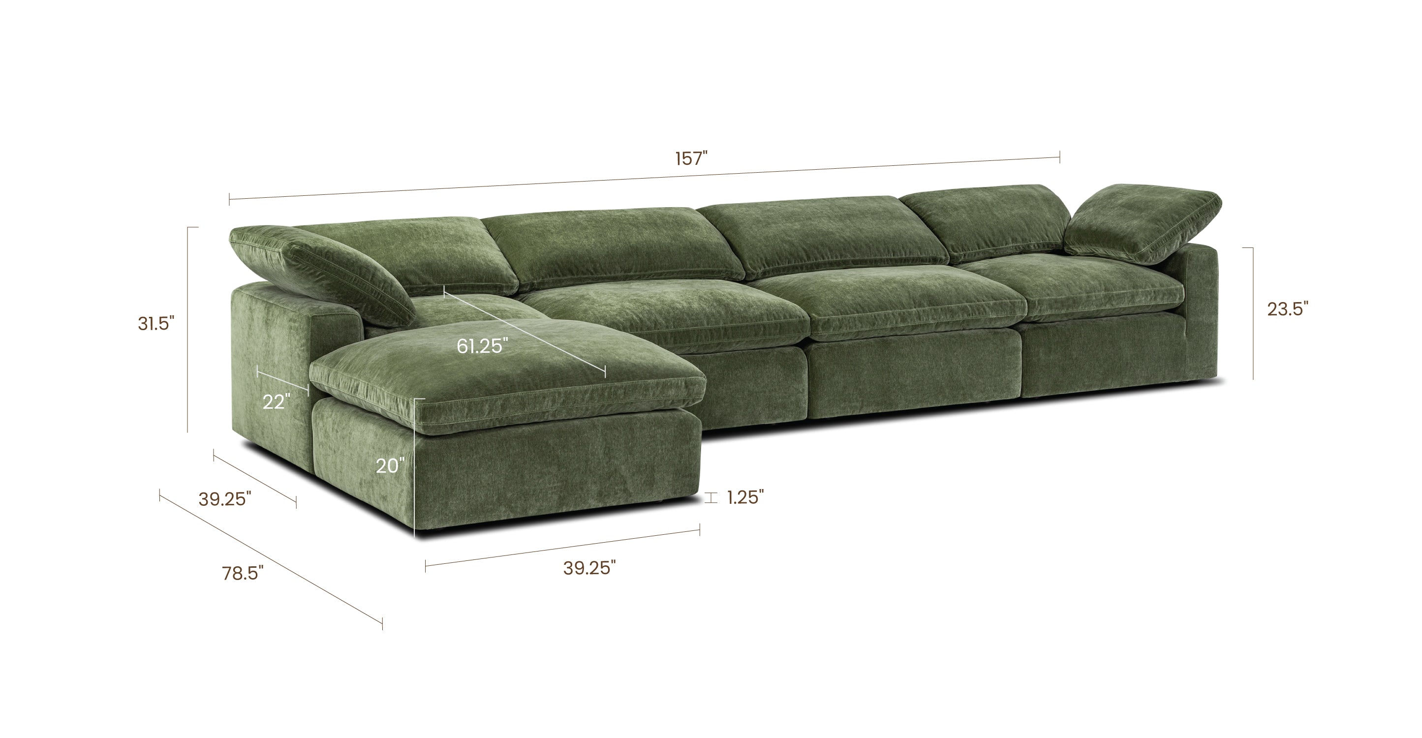 5-Seat Aspen Modular L-Shaped Sectional Sofa - Modern Living Room Furniture for Small Spaces & Apartments - Perfect for Family Gatherings & Movie Nights