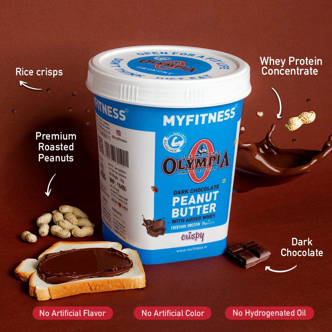 MYFITNESS Dark Chocolate Peanut Butter - Non-GMO, Gluten-Free, All Natural High Protein Spread (510g) | American Recipe | Perfect for Smoothies, Protein Shakes & Healthy Snacks