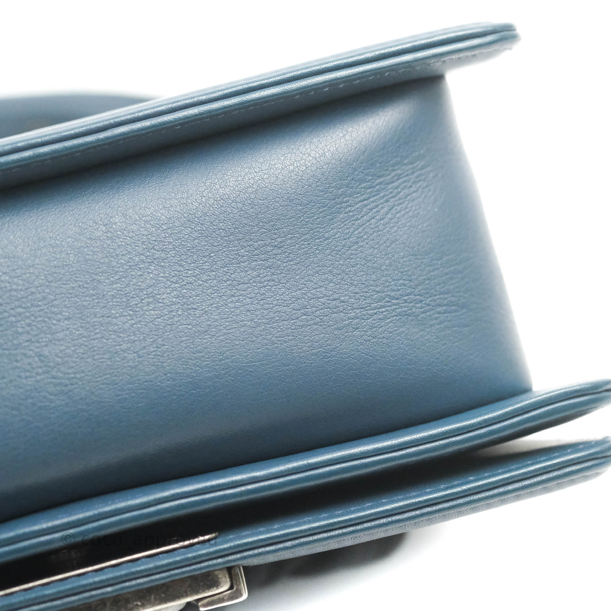 Chanel Boy Small Navy Blue Calfskin Leather Bag with Ruthenium Hardware - Perfect for Evening Events & Luxury Fashion Accessories