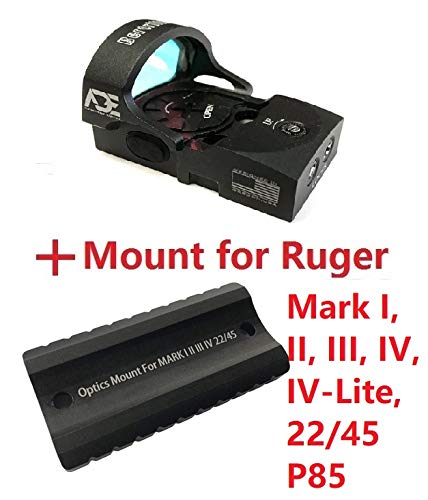 Ade Advanced Optics Bertrillium RD3-013 Red Dot Reflex Sight with Mounting Plate - Compatible with Ruger Mark I, II, III, IV, IV-Lite & Picatinny Rail - Perfect for Pistol Shooting, Hunting & Tactical Applications