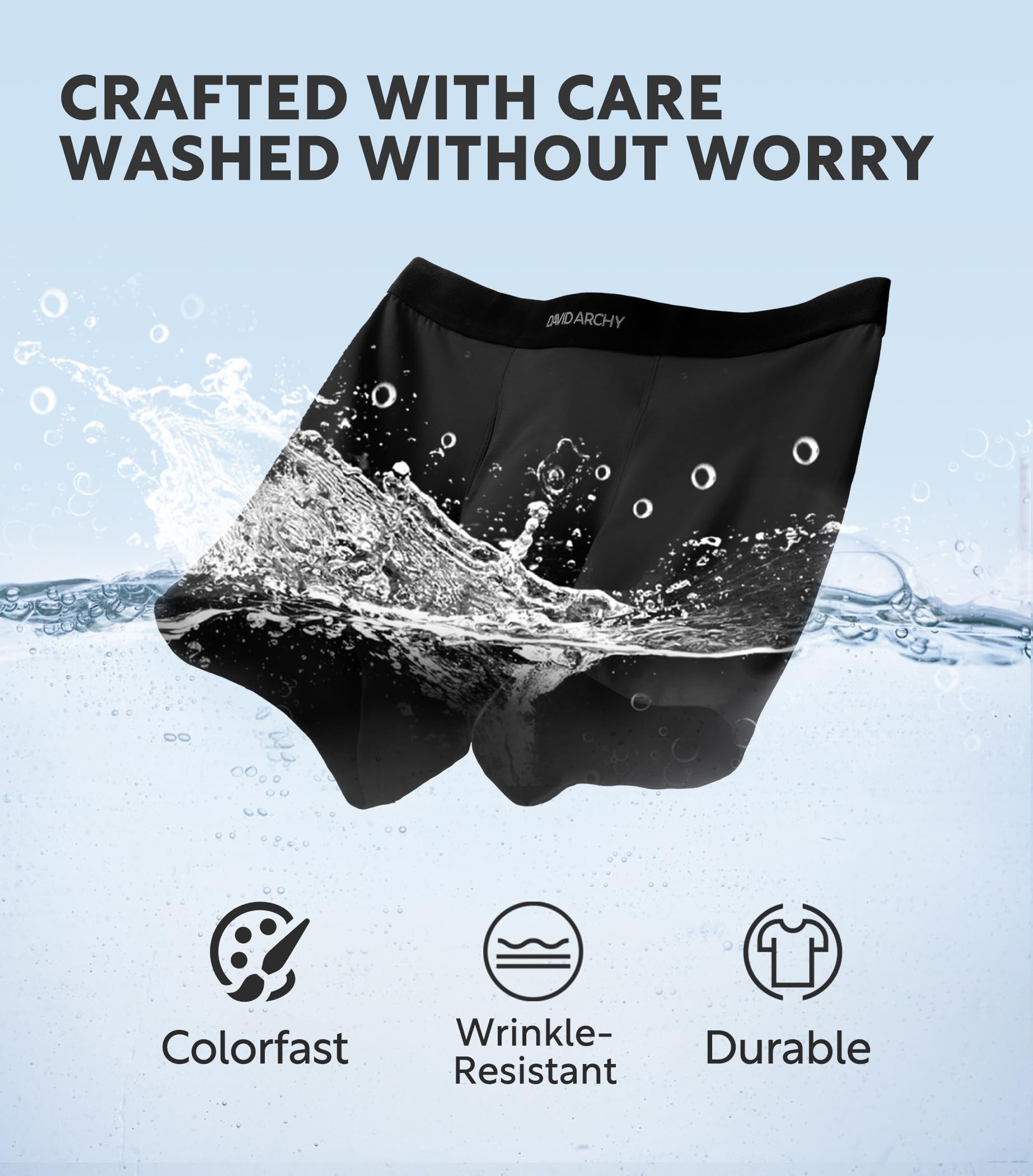 DAVID ARCHY Men's Cotton Boxer Briefs 6-Pack - Soft, Breathable & Comfortable Underwear with Fly Opening for Everyday Wear, Workout & Lounge