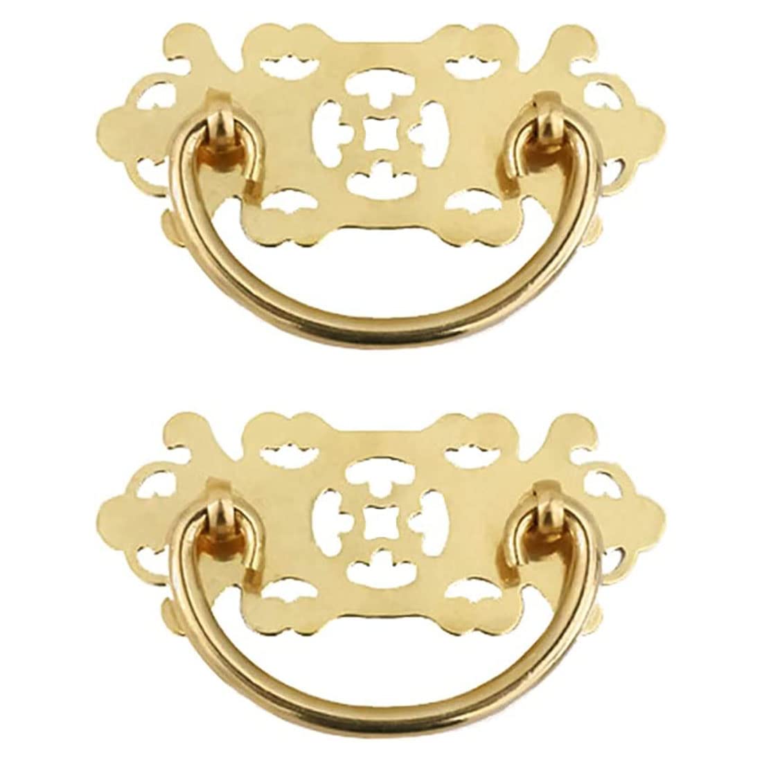 Vintage Style Cabinet Handles - 2Pcs Pure Brass Drawer Pulls for Kitchen, Bookcase & Furniture (Gold Tone) - Perfect for Home Renovation & DIY Projects