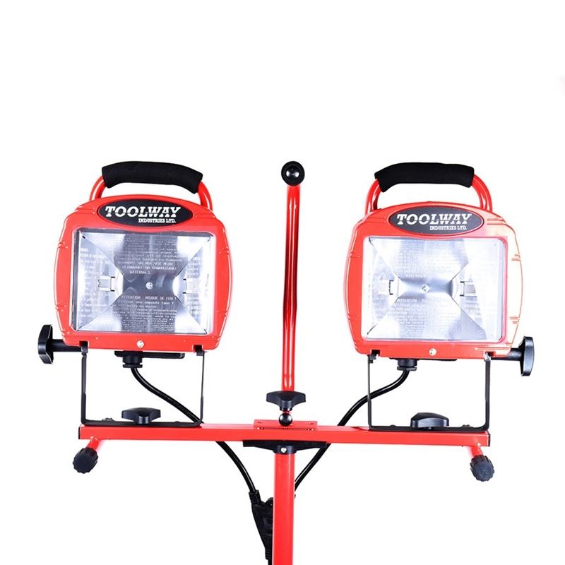 4-Level Adjustable Twin Halogen Work Light with Tripod Stand - Perfect for Construction, Auto Repair, and Home DIY Projects