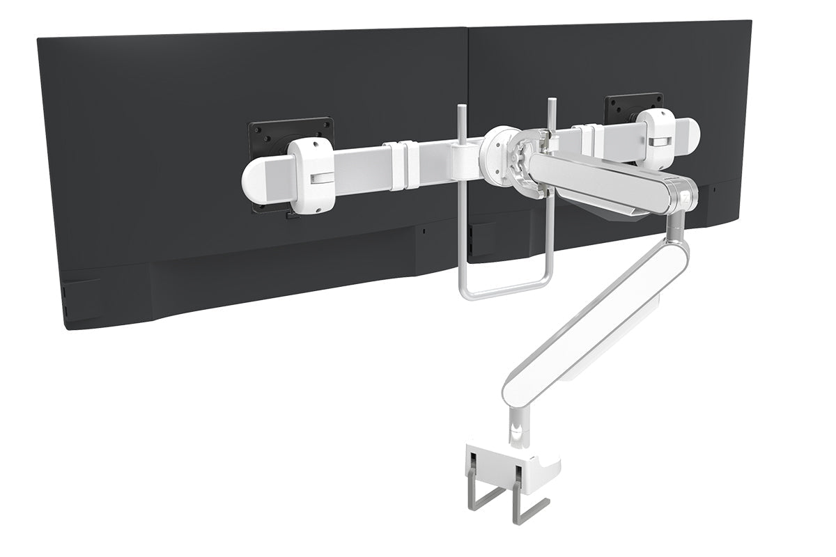 Zgo Adjustable Single Arm Monitor Stand with Crossbar for Dual Screen Setup - Perfect for Home Office, Gaming, and Workspace Ergonomics