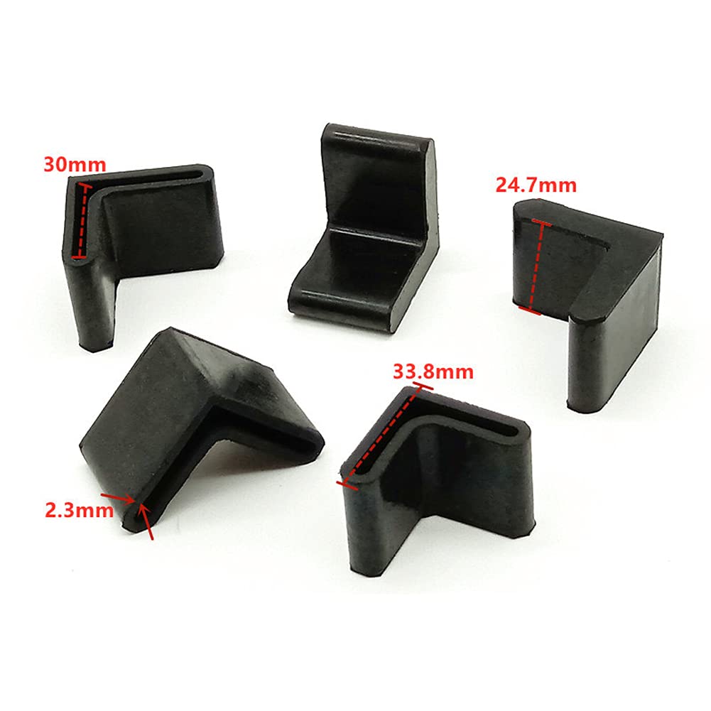 12 Pack Black L-Shaped Rubber Furniture Pads - 30mm x 30mm x 3mm Angle Iron Protectors for Chairs, Tables & Cabinets - Non-Slip Floor Protectors & Noise Reducers for Home & Office Furniture