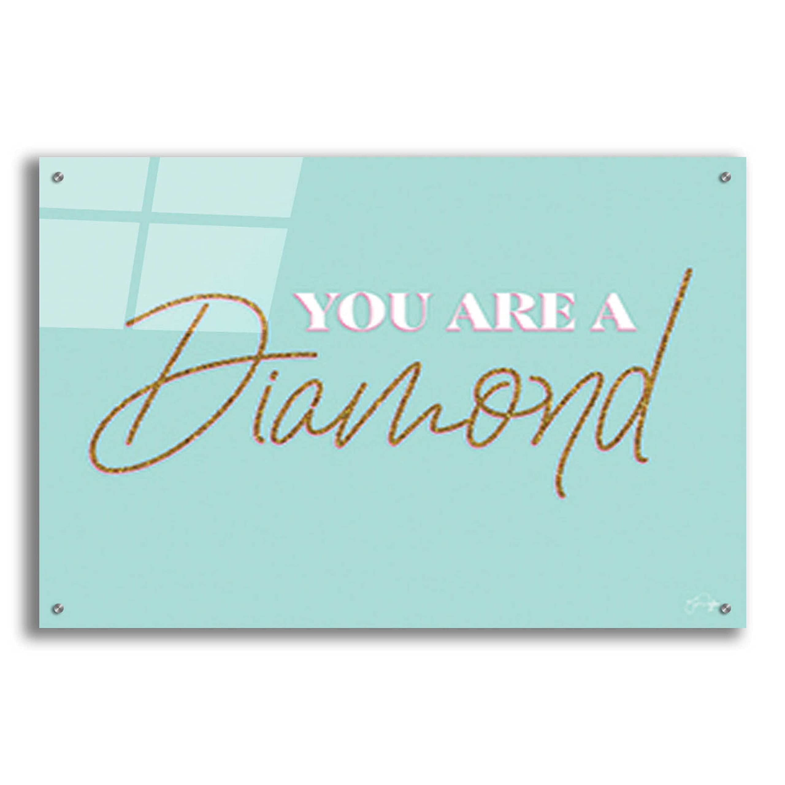 Epic Art 'You Are a Diamond' by Yass Naffas Designs - 36x24 Inch Acrylic Glass Wall Decor - Modern Inspirational Home & Office Wall Art for Living Room, Bedroom, or Gift