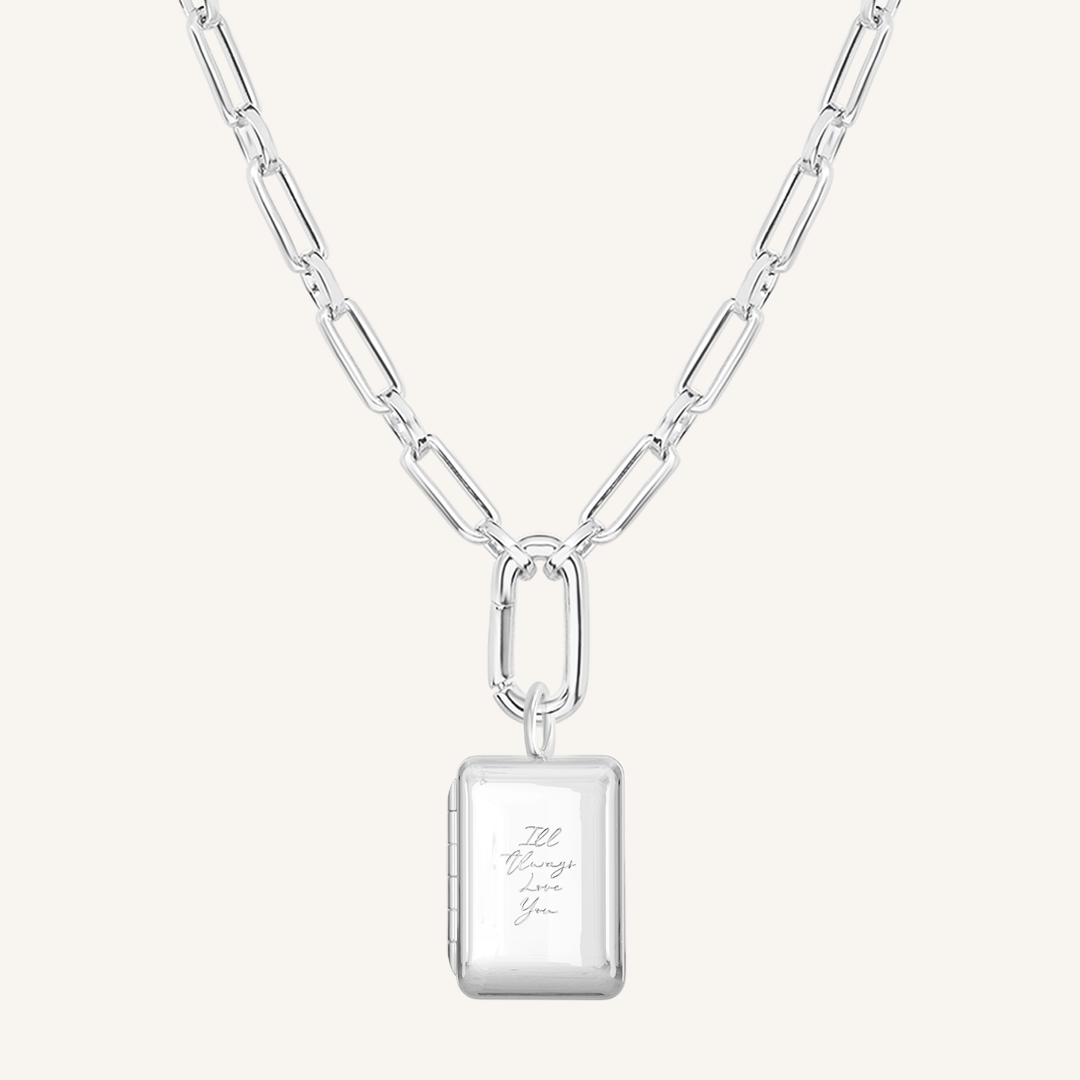 Personalized Etch Story Photo Locket Necklace - Custom Engraved Memorial Jewelry for Loved Ones | Perfect Gift for Anniversaries, Birthdays & Special Occasions