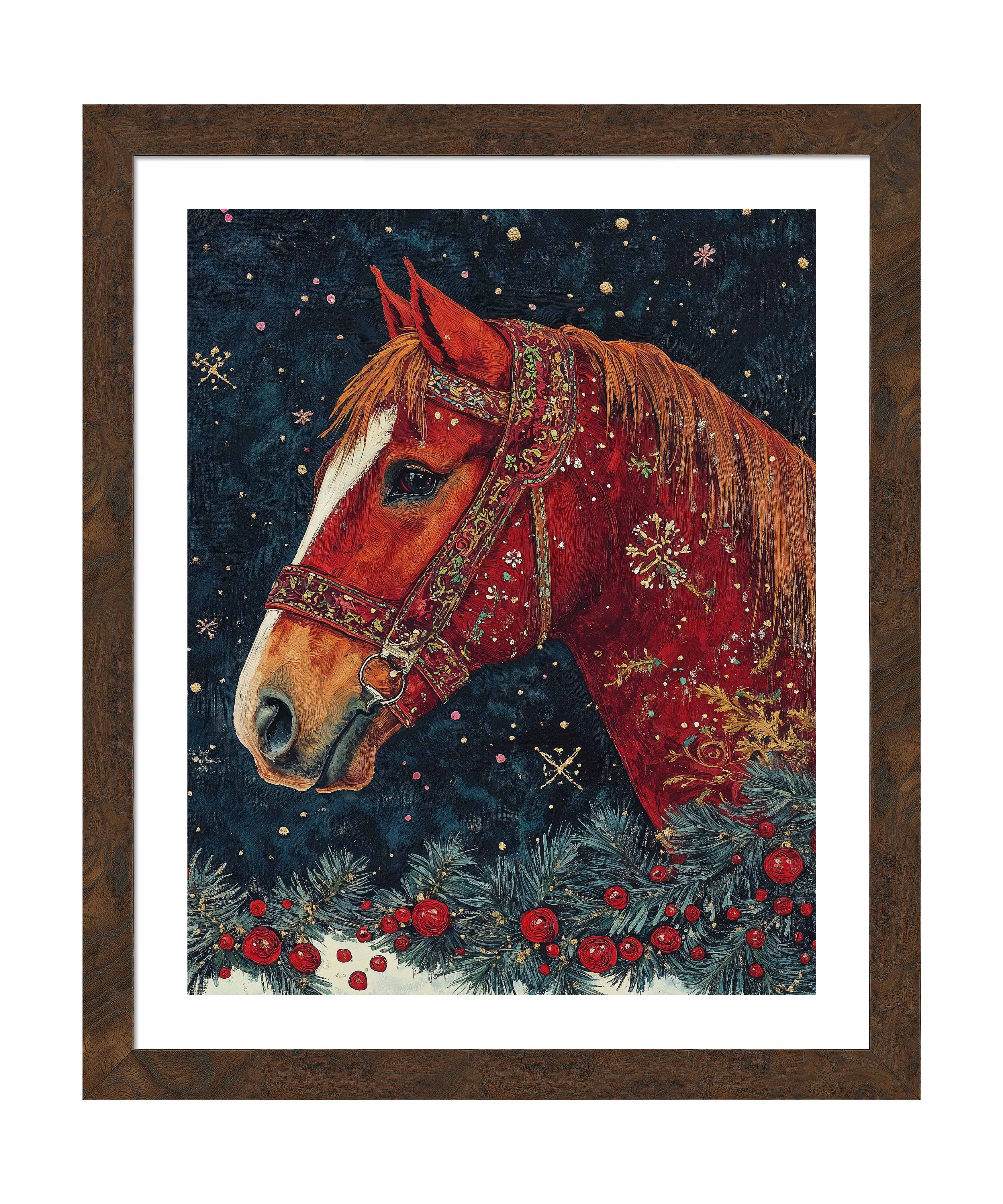 Candycane Canter Art Prints - Whimsical Christmas Horse Wall Decor for Home, Office & Holiday Gift Giving