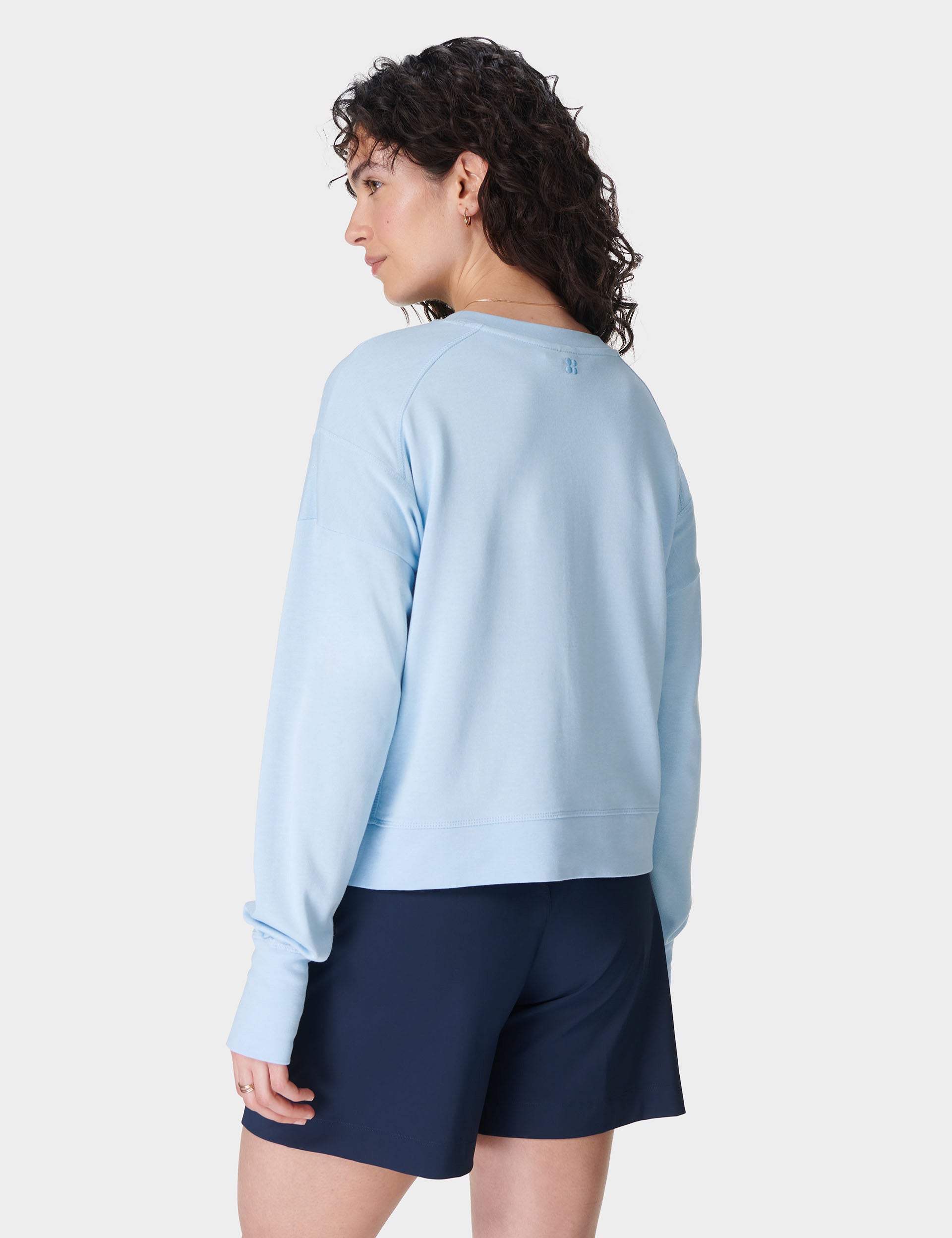 After Class Crop Sweatshirt for Women - Soft Casual Pullover Hoodie in Breeze Blue | Perfect for School, Gym, and Streetwear Fashion