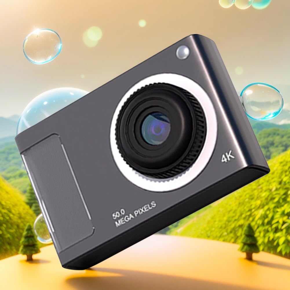 Luejnbogty 48MP HD Mini Camera with 2.4in IPS Display - 4K Video Camera for Kids & Students with Fill Light, Black - Perfect for School Projects, Travel Vlogging & Outdoor Adventures