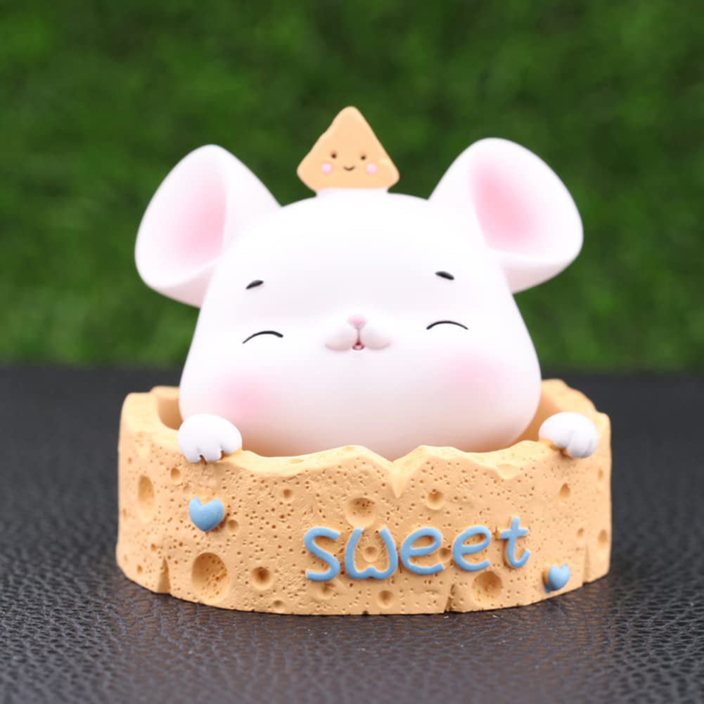 Car Mouse Shaking Head Dashboard Ornament - DIY Cartoon Animal Decoration for Office, Home, and Car Use, Eyes Closed, Perfect for Gifts and Party Decor