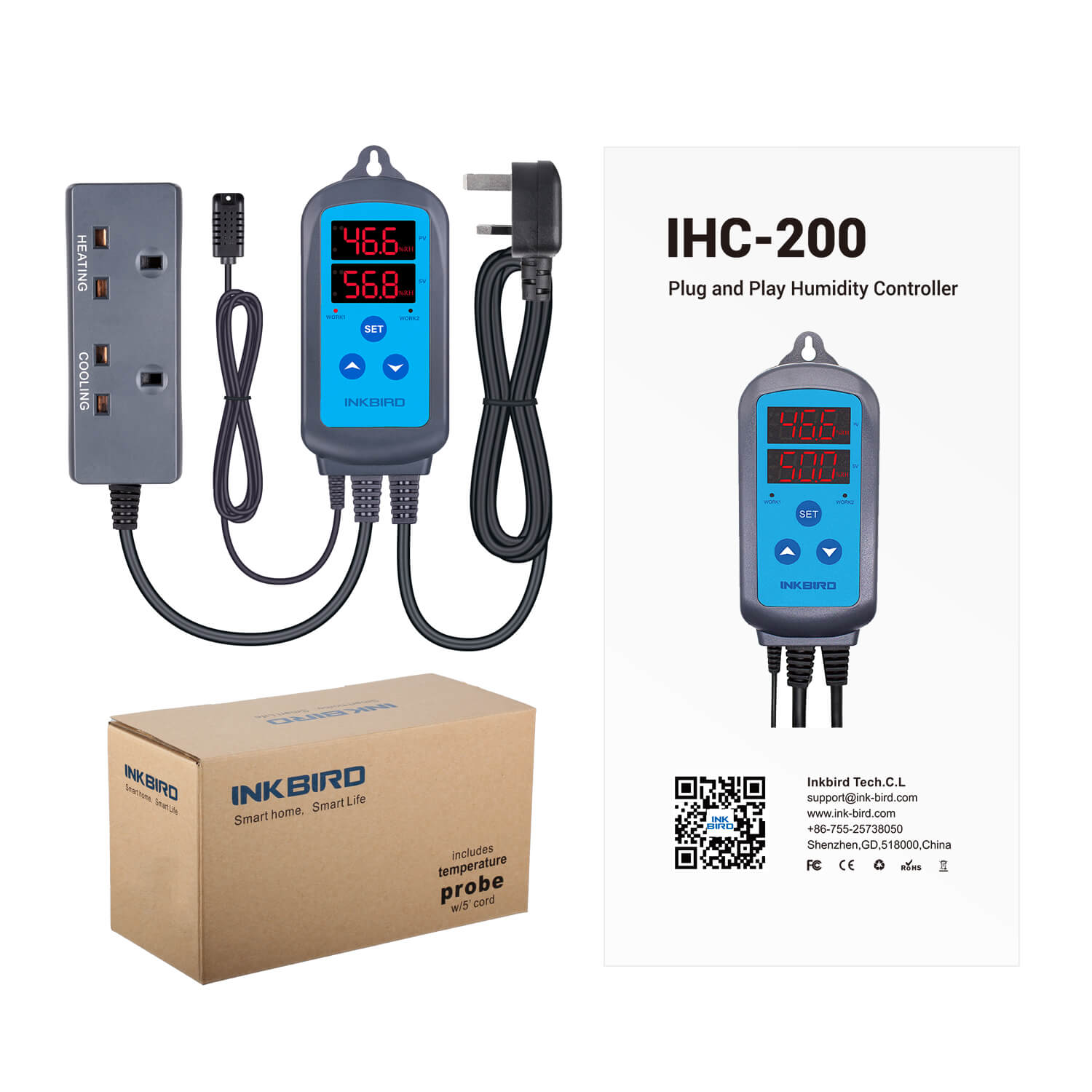 IHC 200 Series Digital Humidity Controller - Precise Climate Control for Greenhouses, Grow Tents & Home Storage | Smart Humidity Regulator