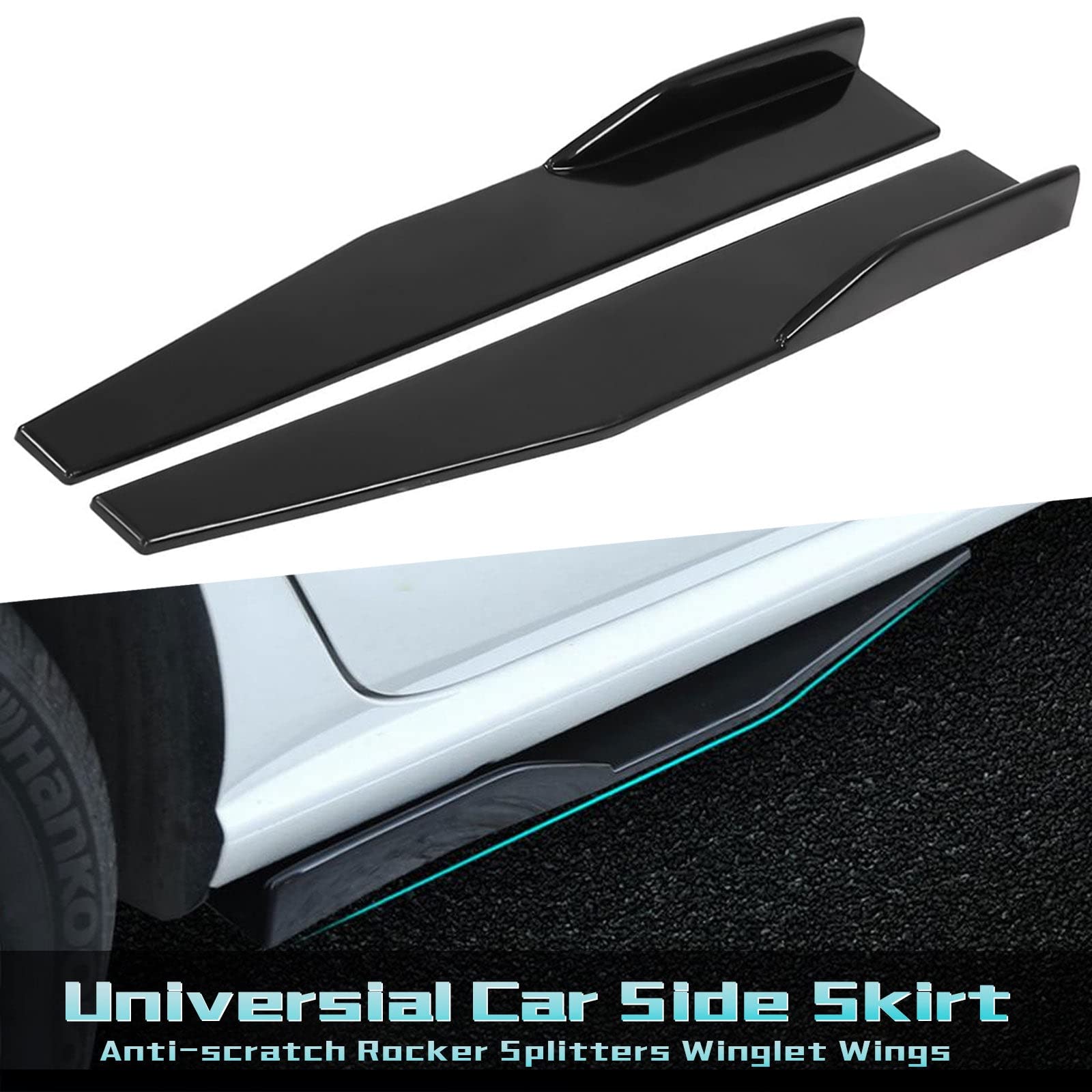 Xotic Tech Front Bumper Lip Spoiler + Side Skirt Splitter + Rear Bumper Lip Wrap Splitter Canard for Subaru BRZ Impreza WRX STI - Black - Enhance Aerodynamics & Style for Street Racing & Car Shows