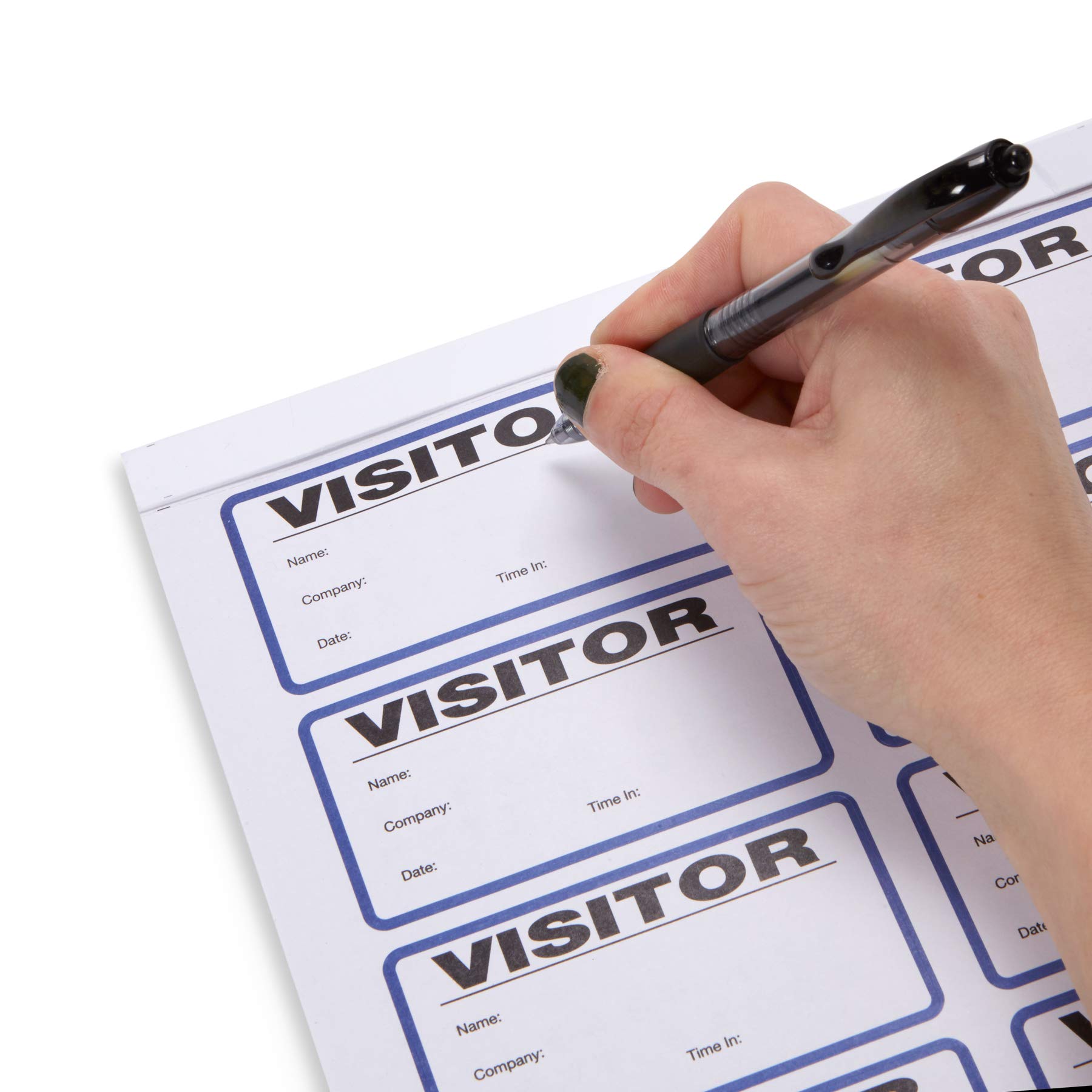 Blue Summit Supplies Visitor Badge Log Book with Duplicate Records - 250 Stickers per Pack - School & Office Visitor Management - Guest Badge Book for Security & Attendance Tracking