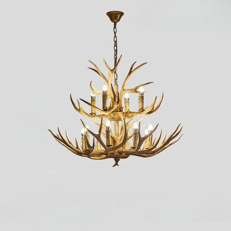 Stylish Faux Antler Wooden Candle Holder Chandelier - Rustic Home Decor for Cabin, Farmhouse & Wedding Centerpiece