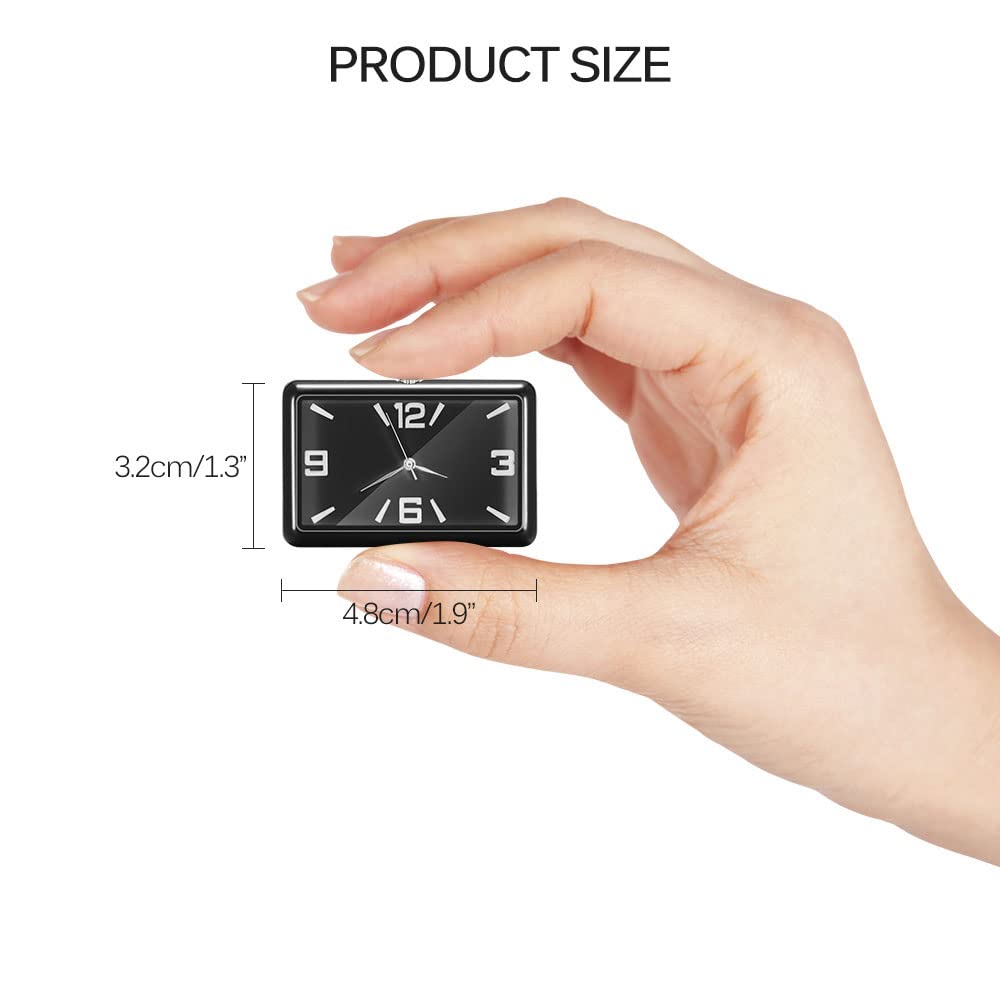 Car Mini Quartz Clock - Black Stick-On Automobile Clock, Portable & Fashionable Car Decoration for Dashboard, Office, and Home Use