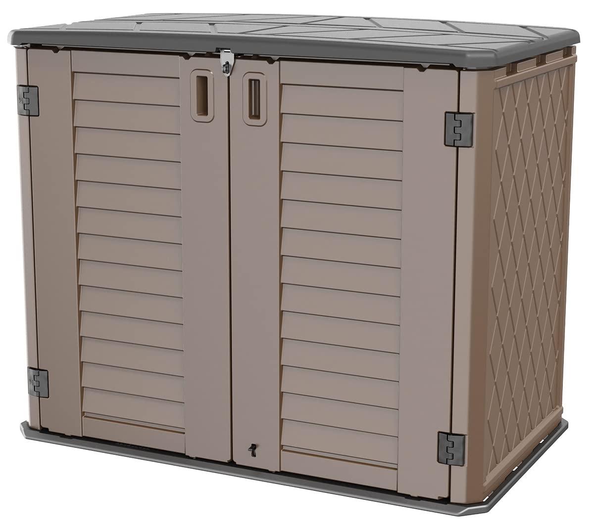 34 Cu.ft Horizontal Resin Storage Shed - Waterproof Outdoor Cabinet with Lock for Garden, Backyard, Home & Pool Storage - Durable Brown Utility Shed for Patio Furniture, Pool Toys & Yard Tools Organization