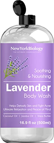 New York Biology Lavender Body Wash for Eczema & Acne - Soothing Skin Cleanser for Women & Men - 16oz Hydrating Body Wash with Natural Lavender Oil - Helps Restore Soft, Smooth & Healthy Skin - Perfect for Relaxing Bath & Shower Time