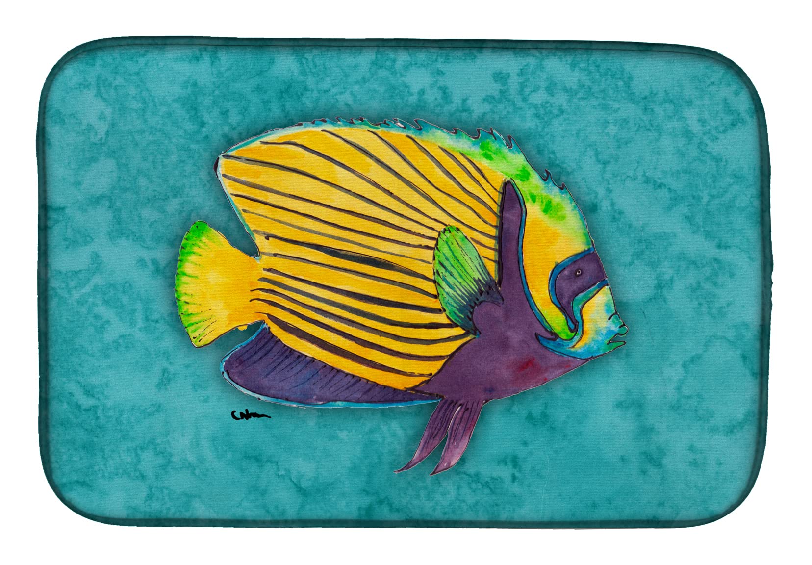 Caroline's Treasures 8674DDM Tropical Fish Dish Drying Mat - Absorbent Kitchen Counter Mat for Dishes, 14 x 21 Inch Multicolor - Perfect for Countertop Drainage & Decor