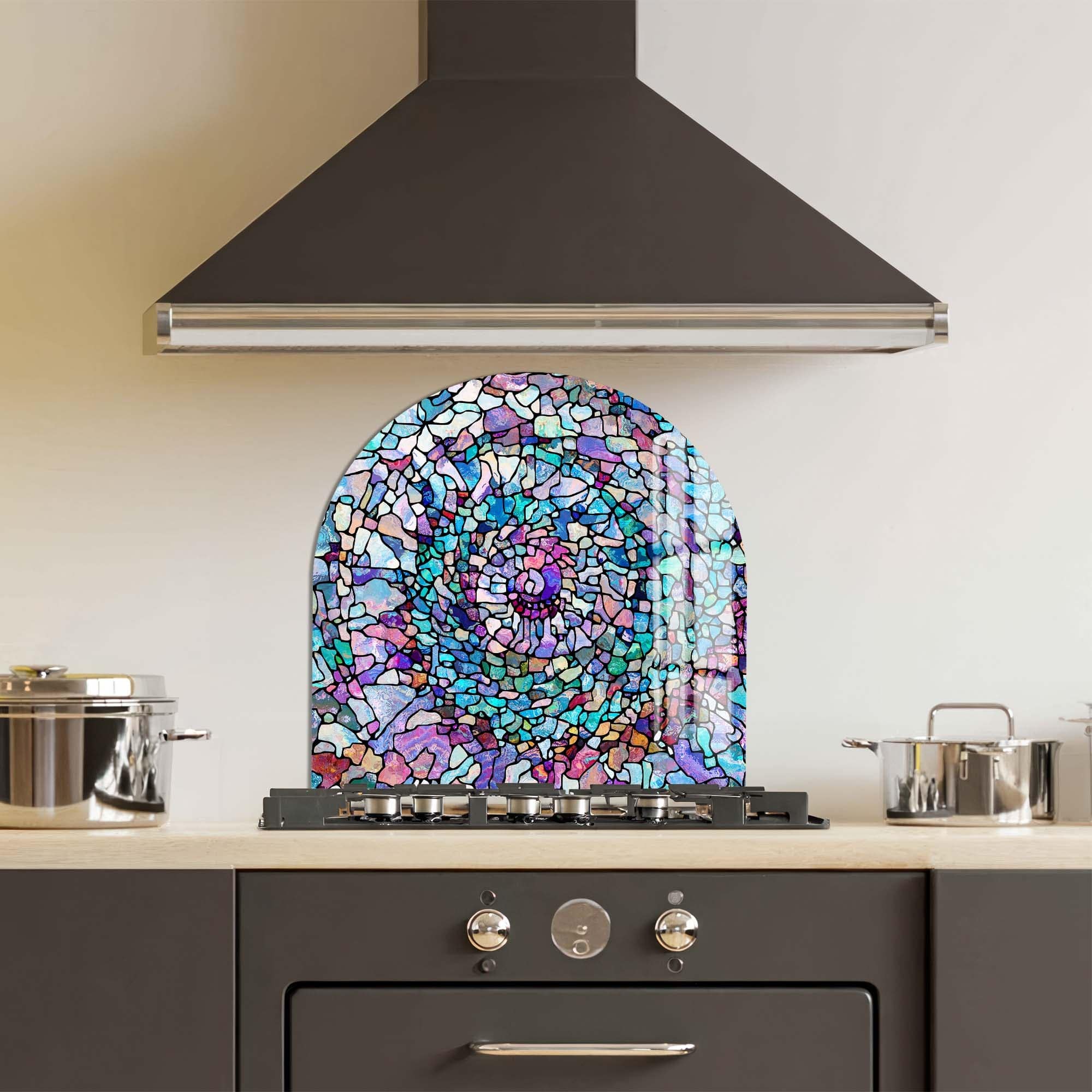 Ocean Mosaic Glass Splashback - Waterproof Kitchen Backsplash Tile for Stove & Sink Area - Easy to Clean & Heat Resistant - Perfect for Modern Home & Restaurant Decor