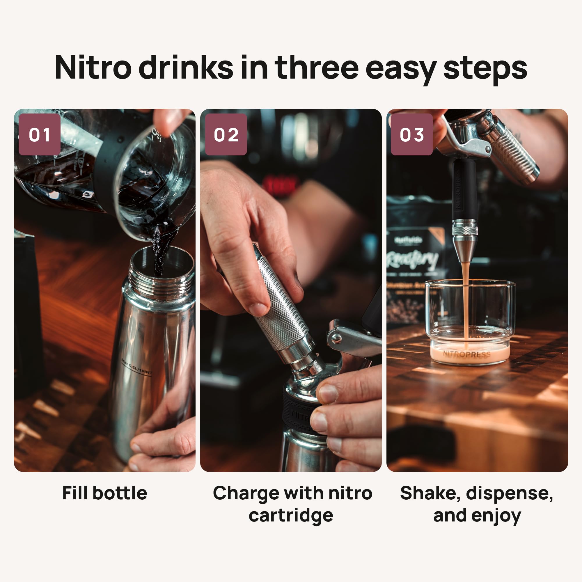 NitroPress Nitro Cold Brew Maker & Dispenser - Home Nitro Coffee System for Barista-Style Drinks | Perfect for Coffee Lovers, Office Use & Entertaining Guests