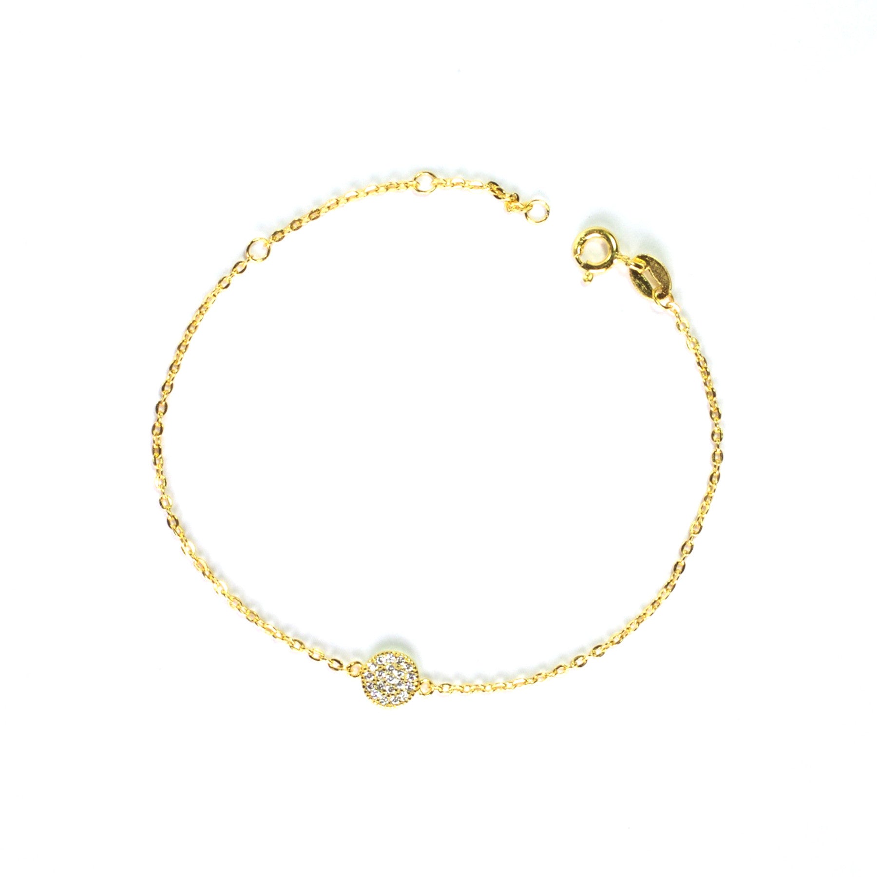 Pave Diamond Disk Bracelet for Women - Elegant Cubic Zirconia Tennis Bracelet for Wedding, Party & Everyday Wear