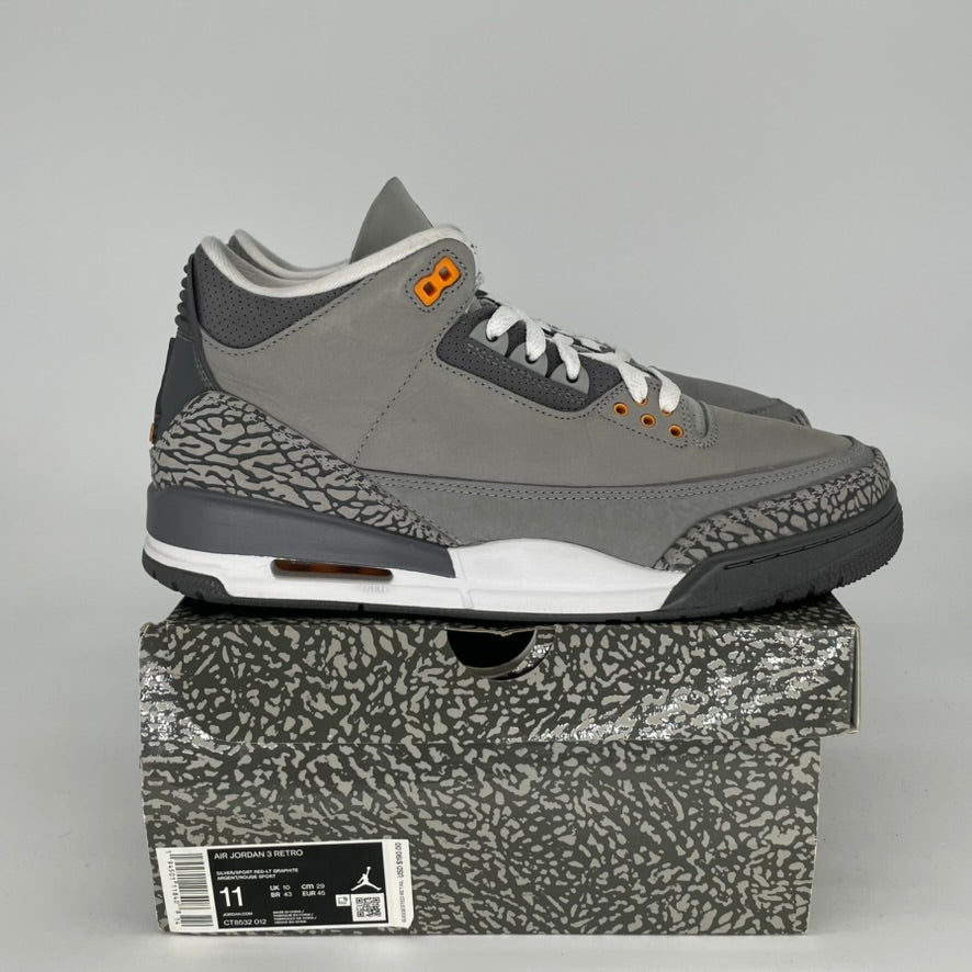 Original Air Jordan 3 Retro 'Cool Grey' Men's/Women's Basketball Shoes Sizes 11 & 12.5W (CT8532-012) - Perfect for Streetwear & Sneaker Collectors