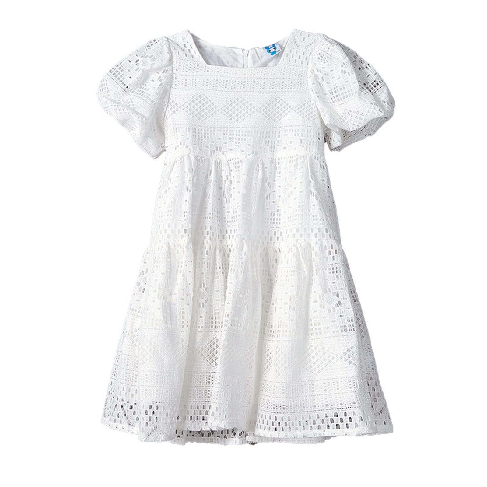 12 Year Old Girls Summer Dress - Cute Short Sleeve Sundress for Little Girls (White, Size 5-6 Years) | Perfect for Beach Outings, Birthday Parties & Casual Wear