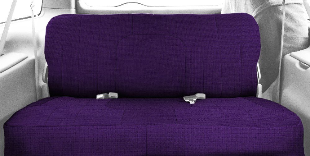 CalTrend Rear Solid Bench Seat Covers - Tweed Fabric for 1980-1990 Jeep CJ7 & Wrangler - Purple Insert & Trim | Durable Protection & Style Upgrade for Off-Road Adventures
