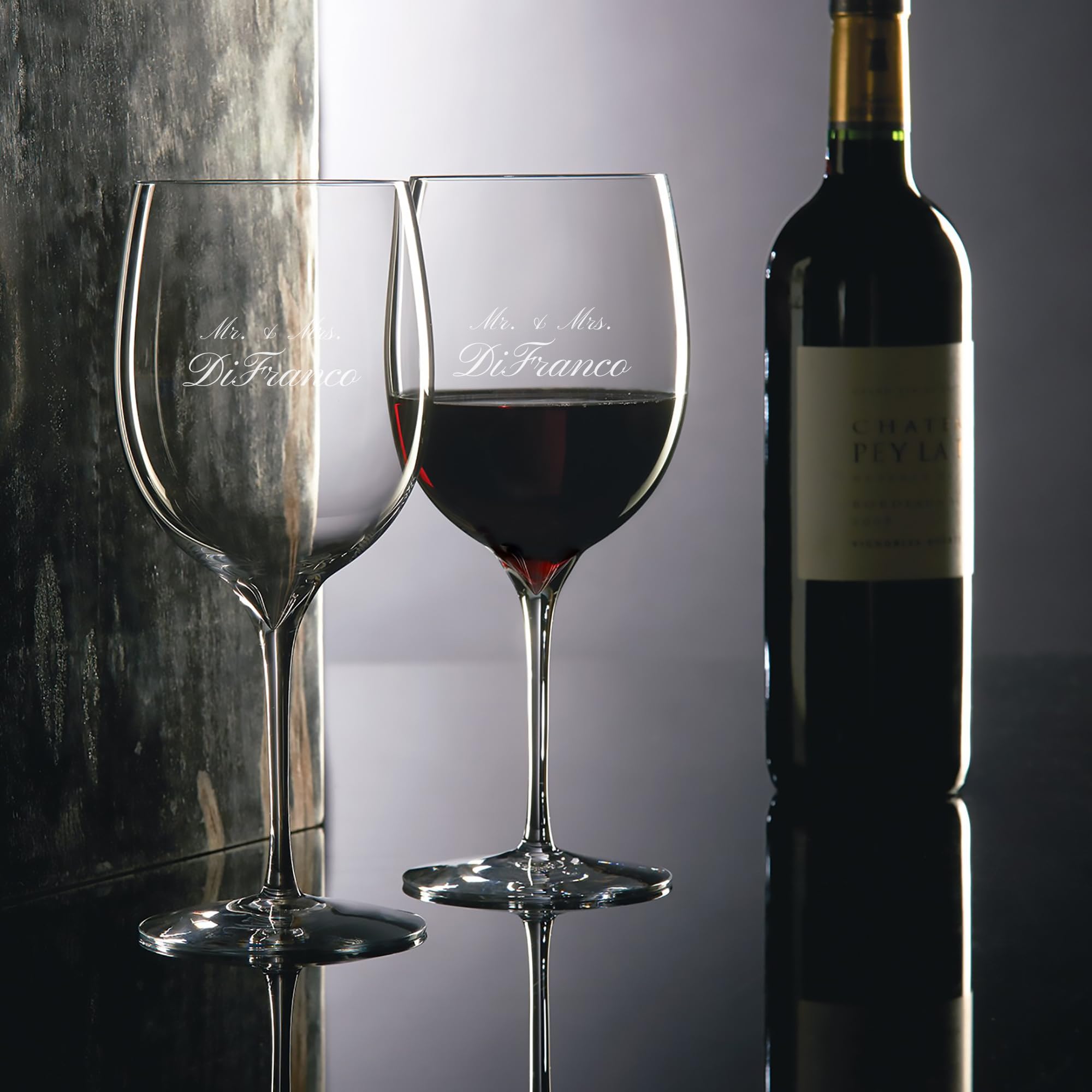 Waterford Personalized Elegance Bordeaux Wine Glasses Set of 2 - 21.9oz Custom Engraved Crystal Red Wine Glasses for Bordeaux, Merlot, Cabernet - Perfect Gift for Wine Lovers - Ideal for Romantic Dinners, Anniversary Gifts & Wine Tasting Events