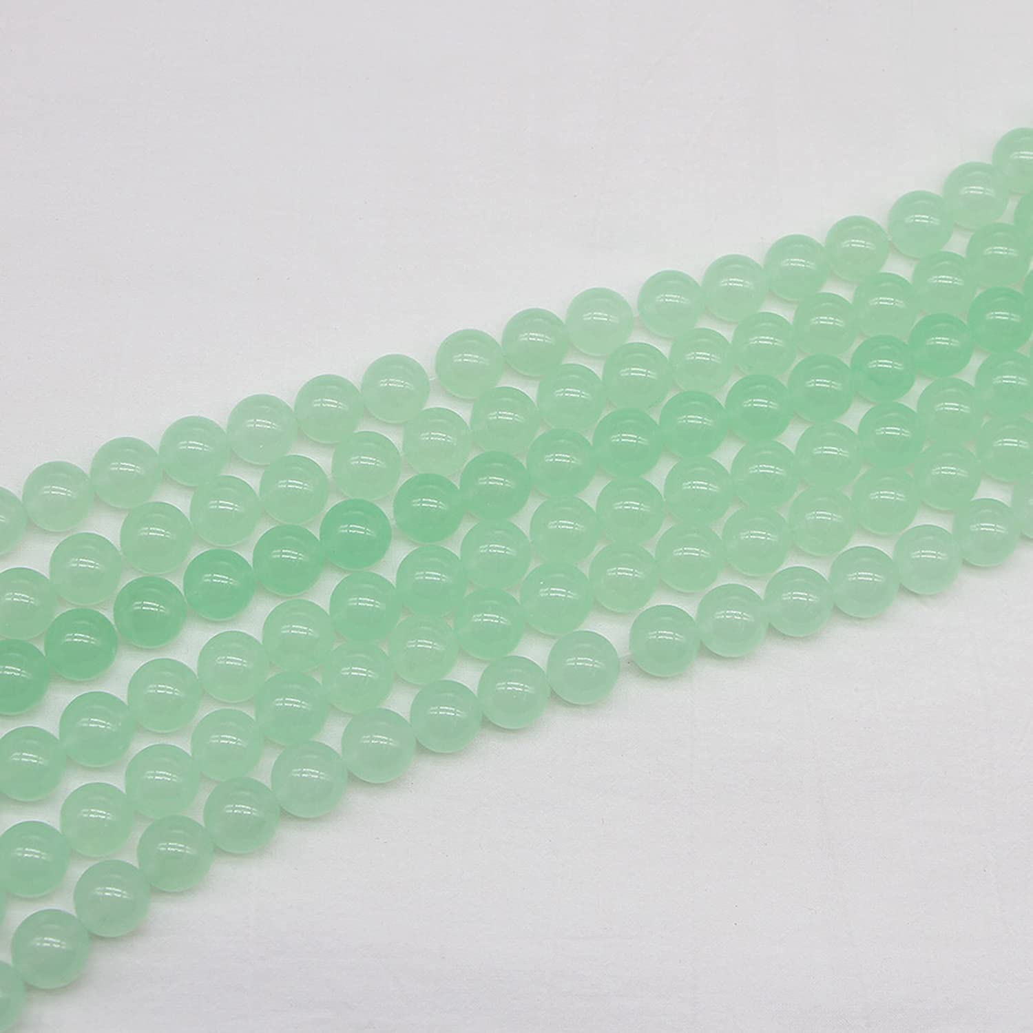 6mm Natural Green Jade Chalcedony Beads - Round Loose Crystal Beads for DIY Jewelry Making (62pcs, Light Green) - Perfect for Bracelets, Necklaces & Handmade Crafts