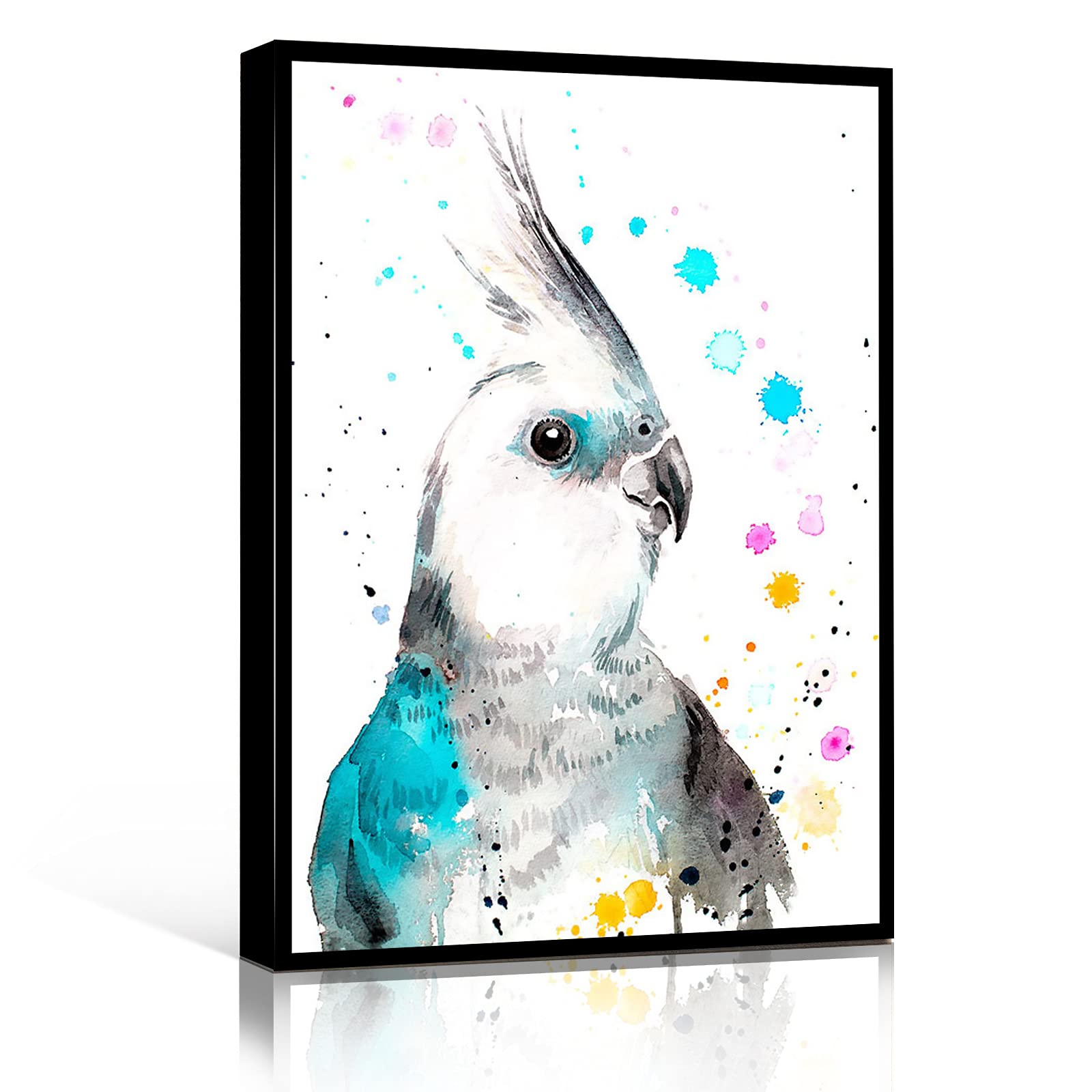 Farmhouse Gallery Wall Decor - 12x16 Inch Framed Cockatiel Parrot Watercolor Painting Print, Wildlife Bird Art for Living Room, Home Decor | Perfect for Farmhouse, Rustic & Boho Style Interiors