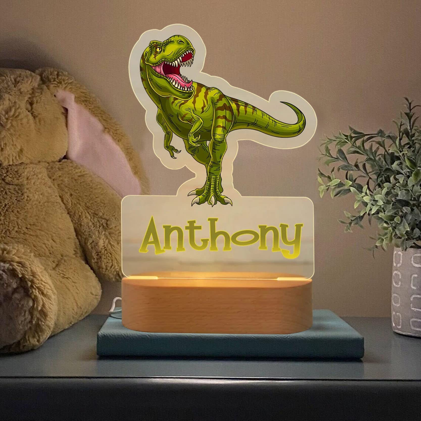 Custom Dinosaur Lamp - LED T-Rex Night Light for Kids Room, Dinosaur Themed Bedroom Decor, Unique Birthday Gift for Boys & Girls | Perfect for Nursery, Playroom, and Kids Bedtime Lighting