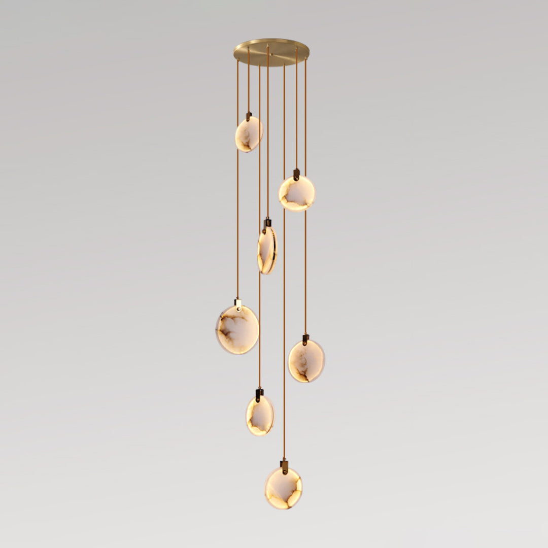 Elegant Harvest Alabaster Pendant Lamp - Natural Stone Lighting Fixture for Dining Room, Bedroom & Living Room Decor