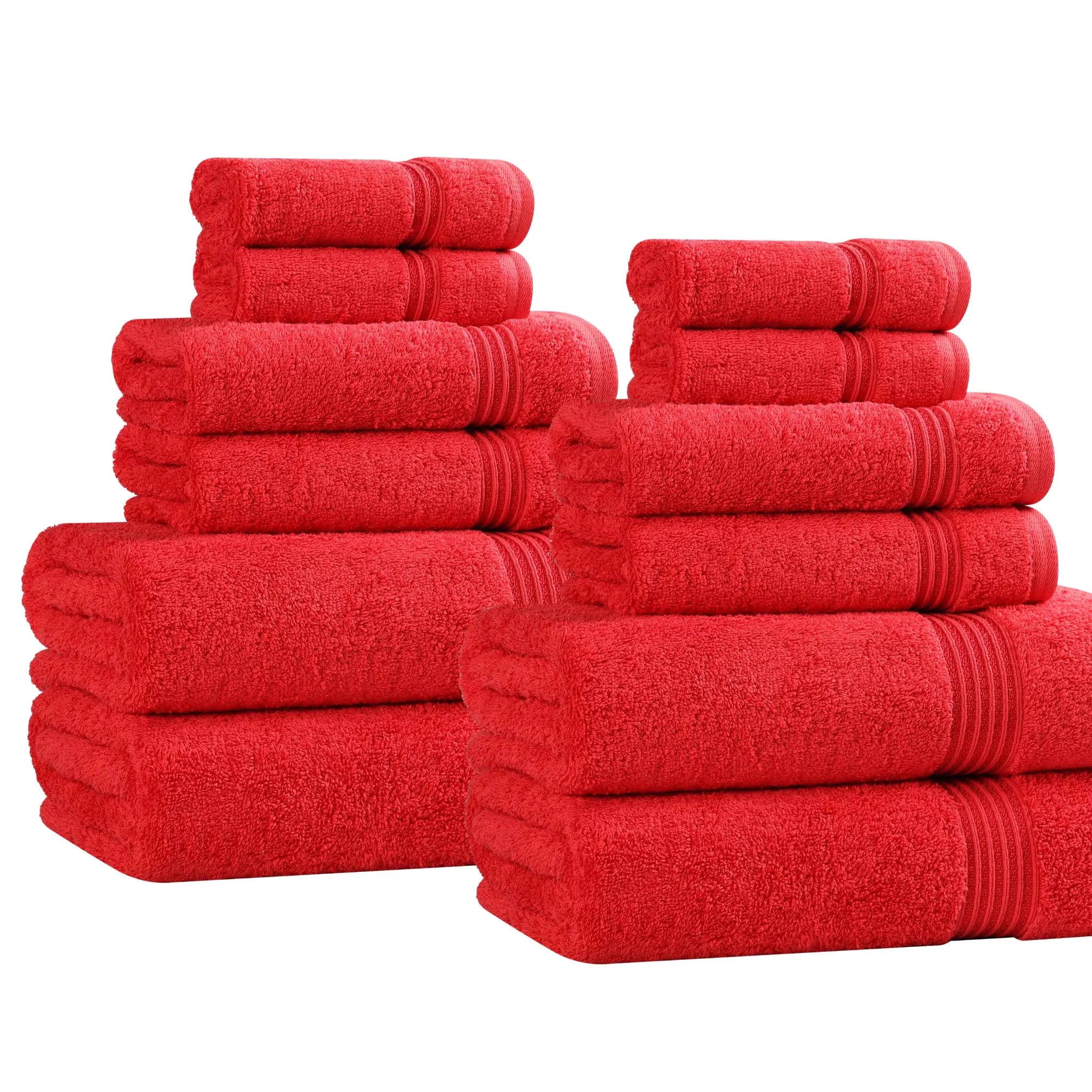 Premium 12-Piece Egyptian Cotton Towel Set - Ultra Soft, Highly Absorbent Bath & Beach Towels for Luxury Spa, Hotel, and Home Use