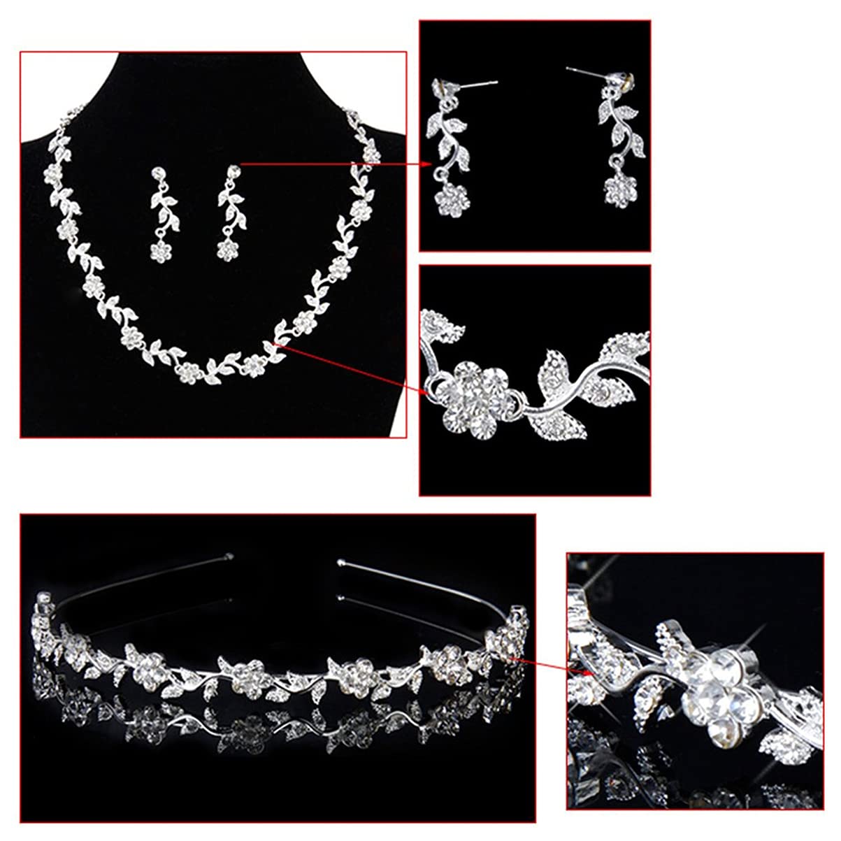 Elegant Wedding Jewelry Set - Necklace, Earrings & Tiara for Brides | Perfect for Weddings, Prom, and Formal Events