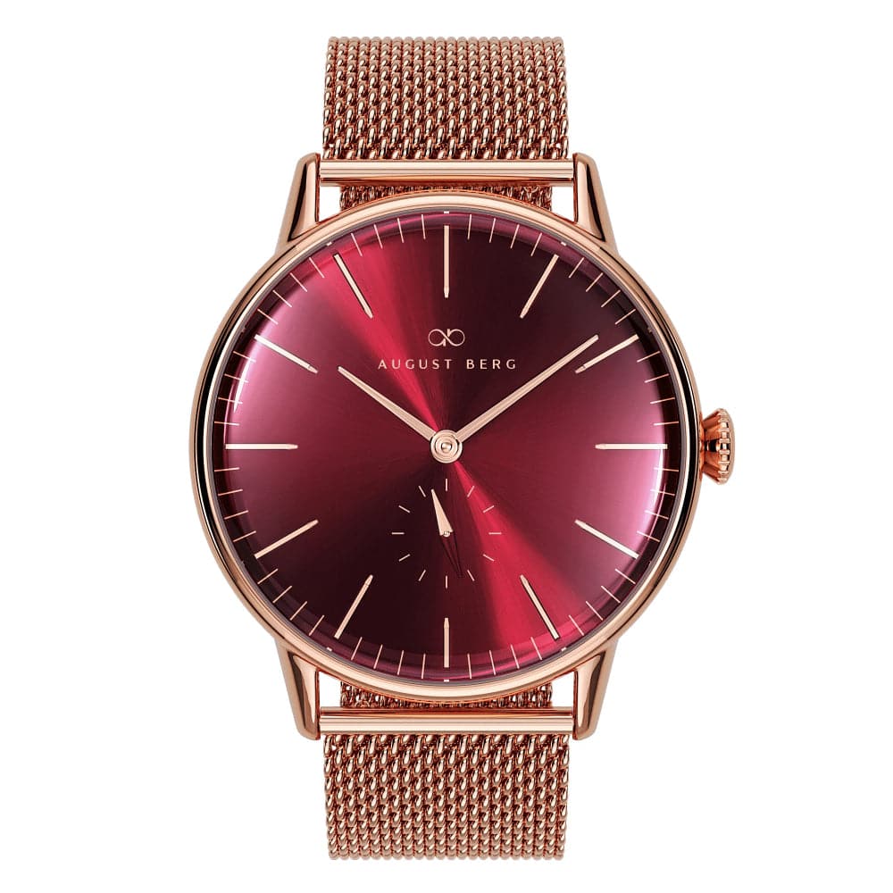 August Berg Serenity Rose Gold Milanese Strap Unisex Watch 10232A15MRG (32mm) - Elegant Fashion Accessory for Men & Women | Perfect for Office, Party & Everyday Wear