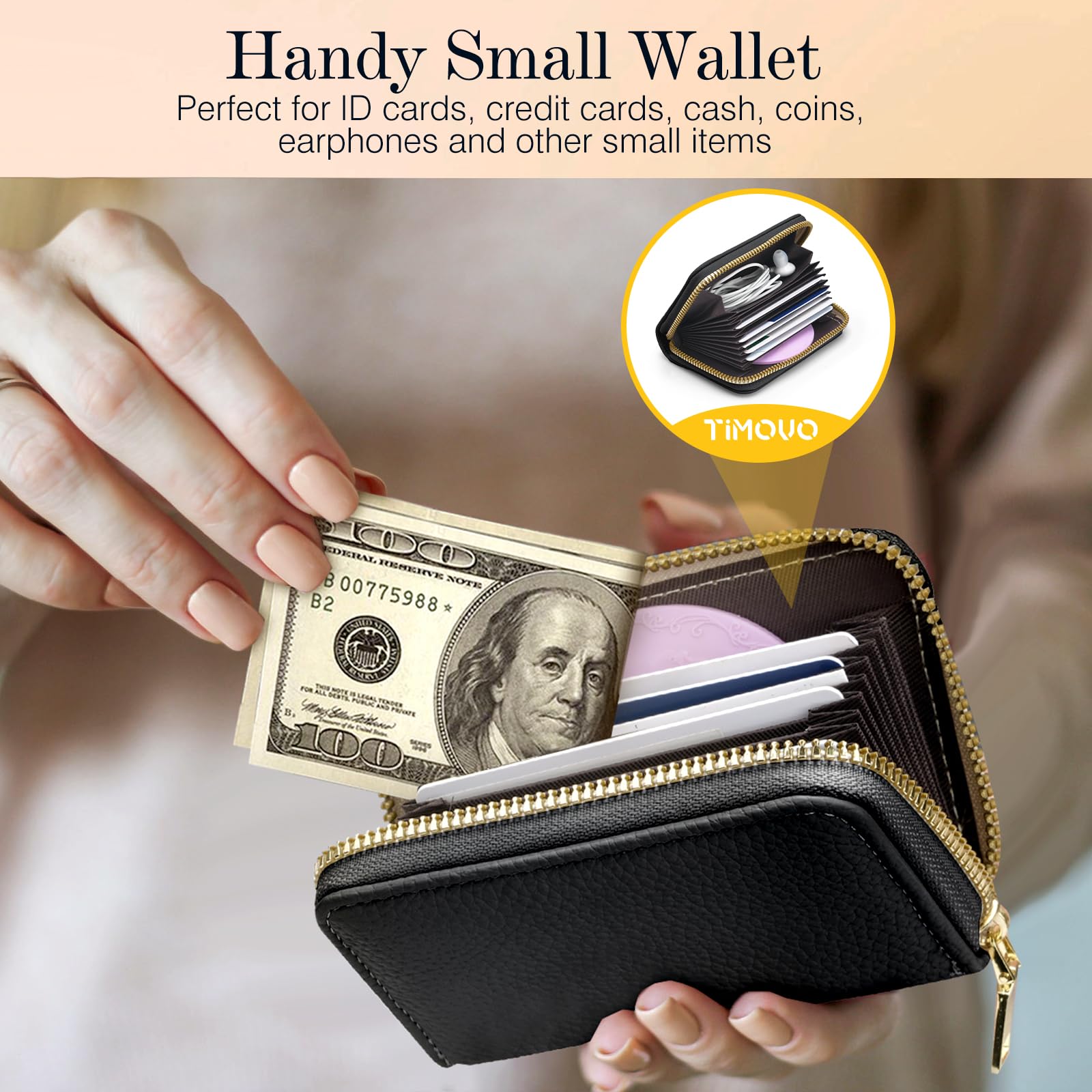 TiMOVO Adjustable Crossbody Phone Lanyard with Leather Wallet Pouch - Universal Smartphone Neck Strap for iPhone, Samsung & Most Phones - Hands-Free Convenience for Travel, Shopping & Outdoor Activities (Black)