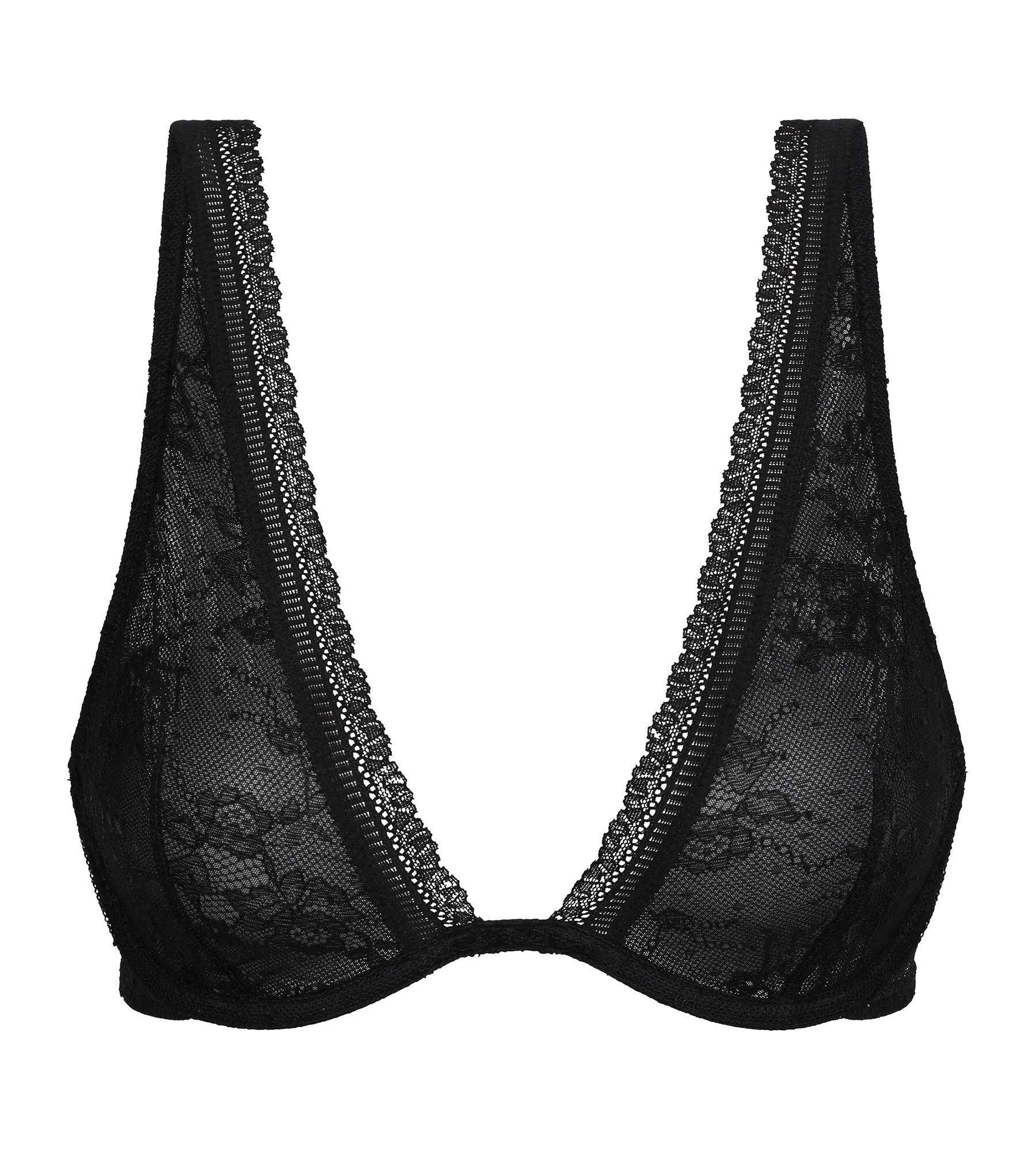 Floral Lace Underwire Scarf Bra - Black Dim Romance | Comfortable & Stylish for Everyday Wear, Date Nights & Special Occasions