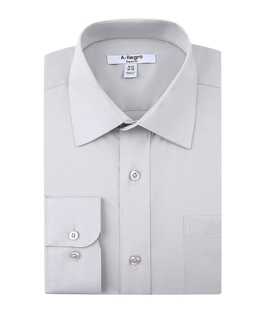 Classic Regular Fit Cotton Convertible Cuff Dress Shirt for Men - Gray | Business & Casual Wear | Office, Wedding & Formal Events