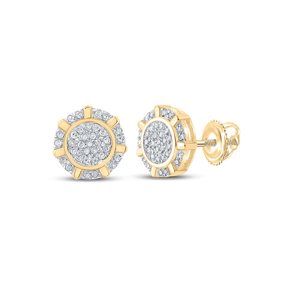 10K Yellow Gold Diamond Cluster Earrings (1/5 CTW) - Elegant Stud Earrings for Women | Perfect for Weddings, Parties & Everyday Wear | Macey Worldwide Jewelry