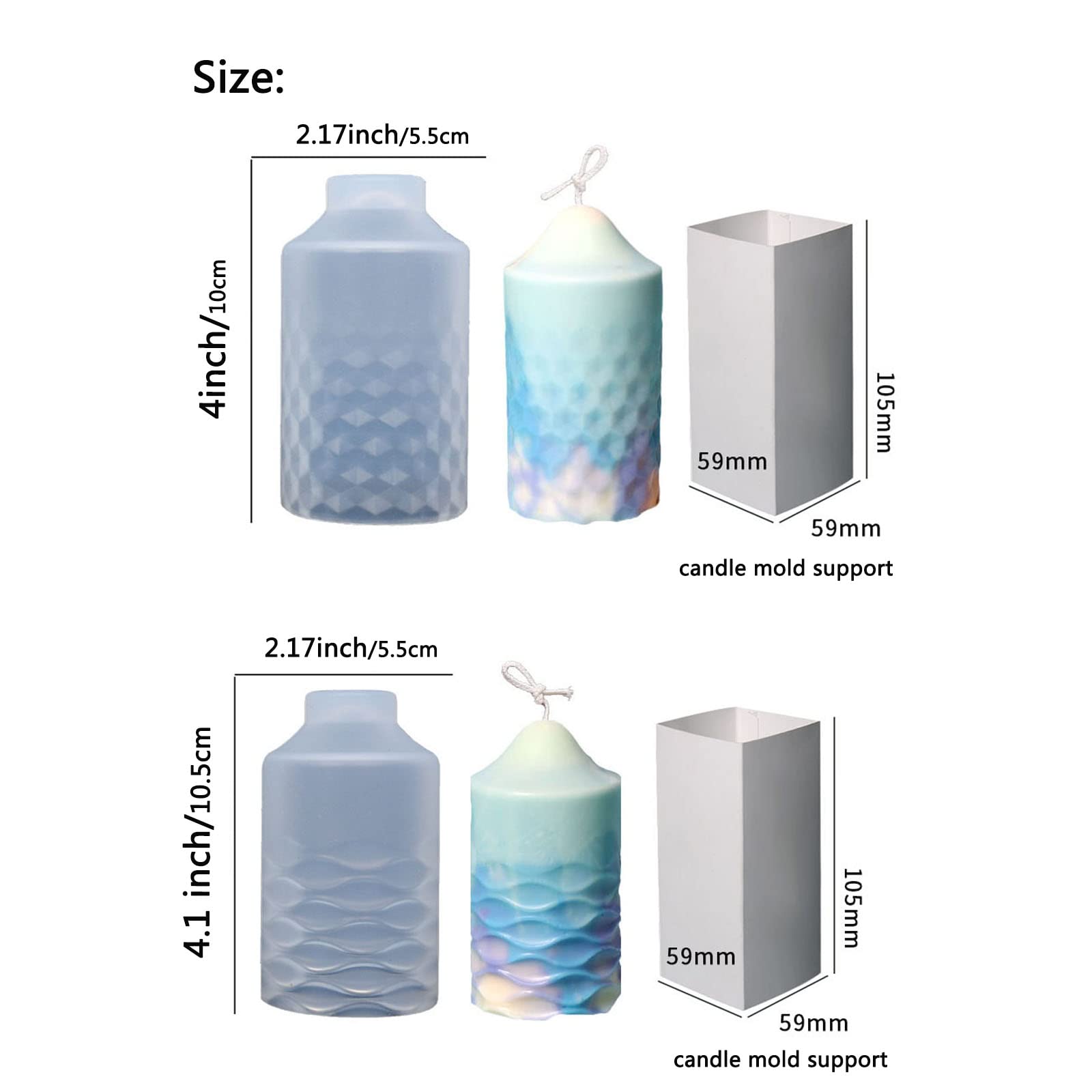 Premium Silicone Cylinder Candle Molds for DIY Candle Making - Easy Release Pillar Candle Molds with Intricate Details for Aromatherapy Candles, Wax, Soap & Polymer Clay - Perfect for Home Decor, Gifts & Relaxation Therapy