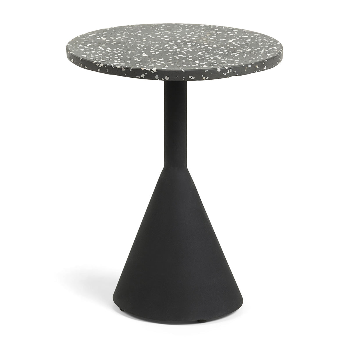 Delano Black Terrazzo Side Table - 16 Inch Round End Table for Living Room, Bedroom, or Office - Modern Accent Table with Durable Marble-Like Finish