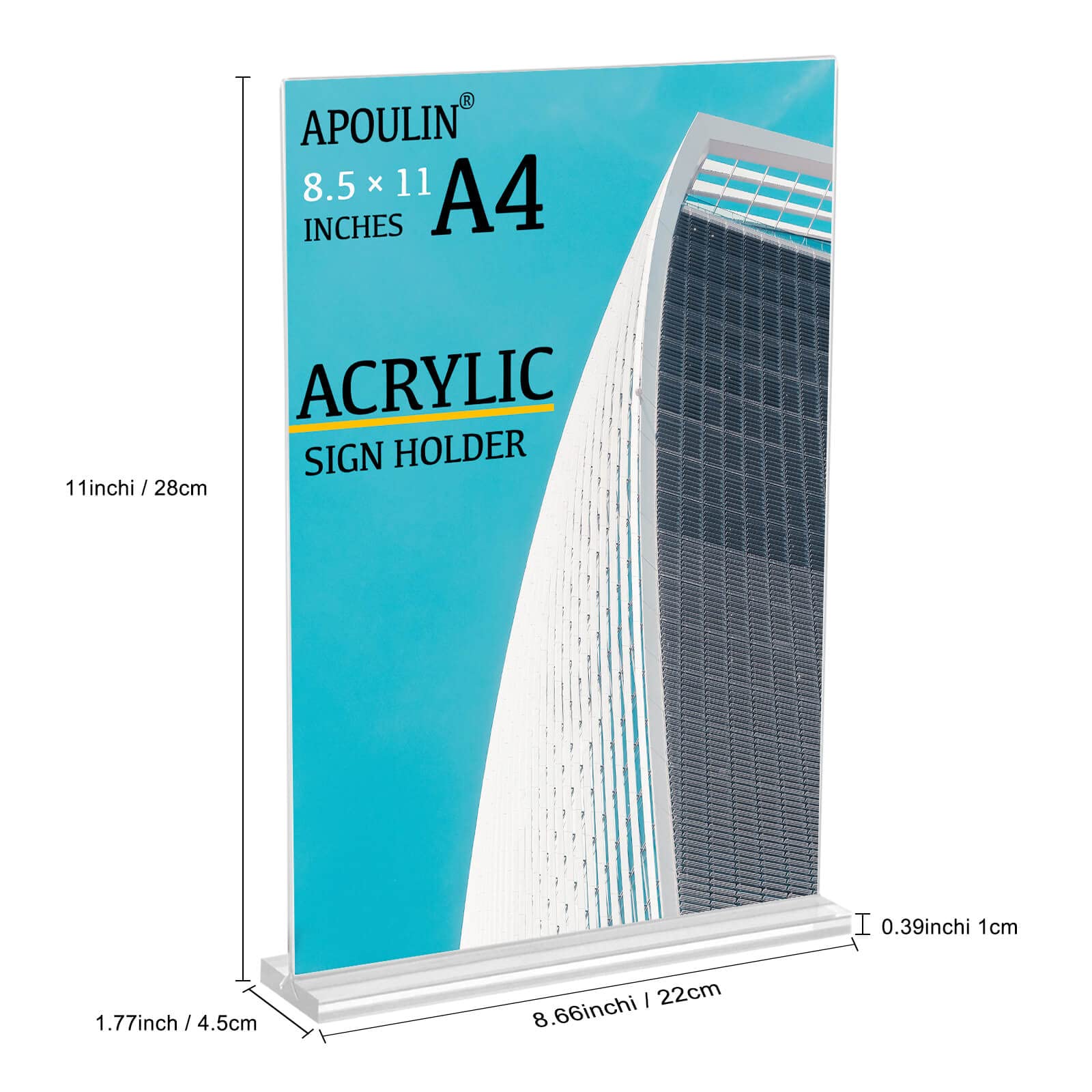 6 Pack Clear Acrylic Sign Holders - T-Shaped Double-Sided Desktop Display Stand for 8.5 x 11 Inch Paper (Ideal for Restaurants, Retail Stores & Office Use)