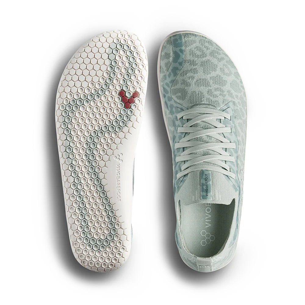 Vivobarefoot Primus Lite Knit Women's Barefoot Shoes - Frosted Mint Leopard Print | Minimalist Zero Drop Sneakers for Running, Gym & Everyday Wear (Clearance Sale)