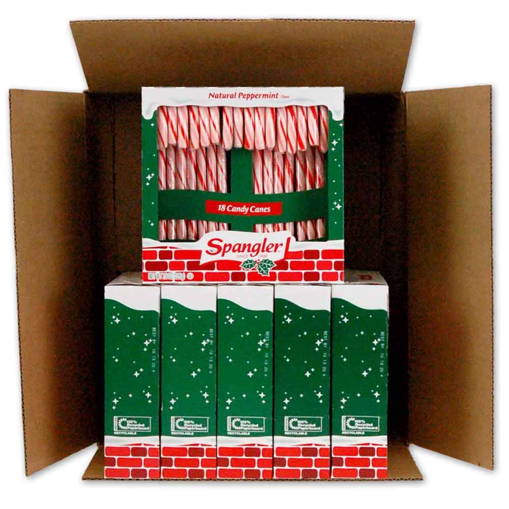 Spangler Classic Red & White Peppermint Candy Canes - Natural Peppermint Flavor, Gluten Free, Kosher Certified - 108 Individually Wrapped Canes (6-18 Count Boxes) - Perfect for Christmas Stockings, Holiday Parties & Gift Giving