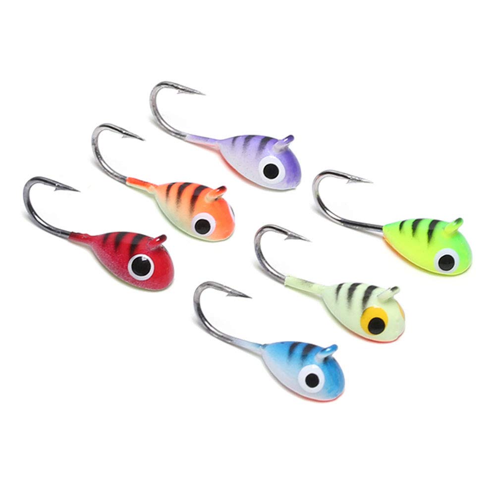 Glow in The Dark Ice Fishing Jigs Kit - Premium Ice Fishing Lures with Jig Heads for Panfish, Walleye, Perch & Crappie - Perfect for Night Fishing and Winter Ice Angling Adventures