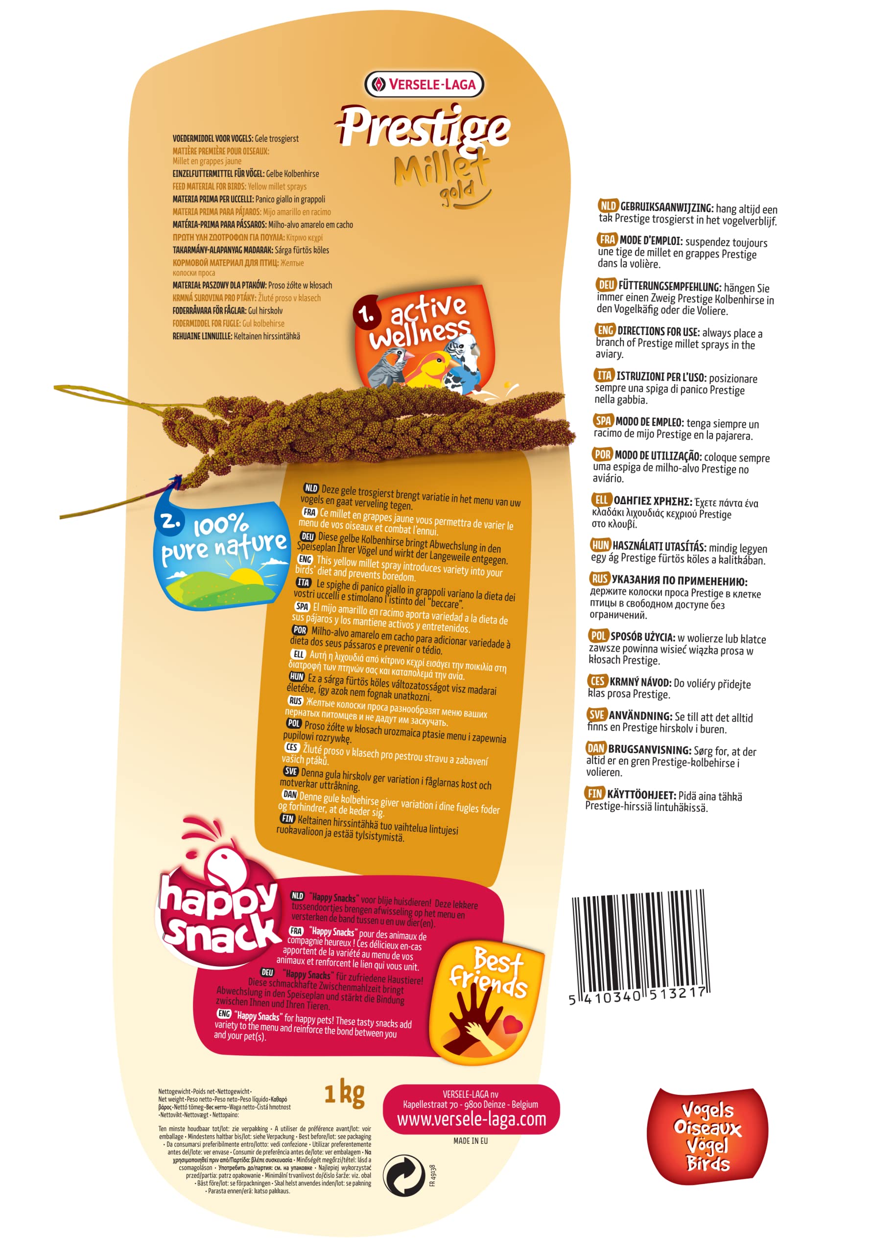 VL MILLET SPRAY 1kg - Premium Bird Food for Parakeets, Finches & Wild Birds - Perfect for Bird Feeders & Aviaries