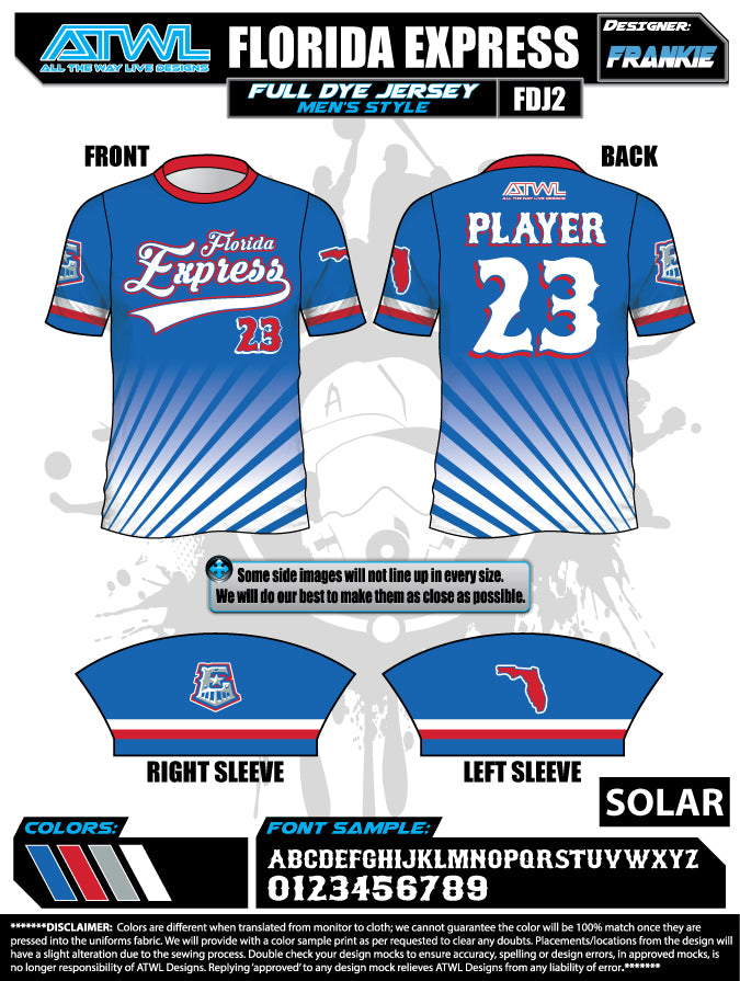 Florida Express Men's Full Dye Performance Jersey - Breathable & Moisture-Wicking for Running, Gym & Outdoor Sports